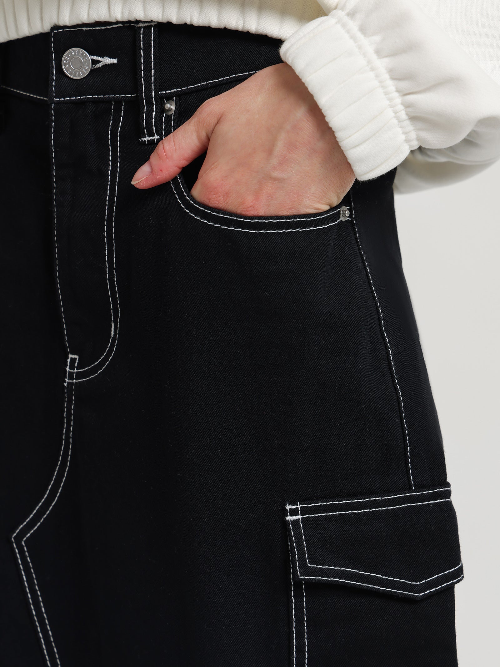 Neptune Denim Skirt in Black