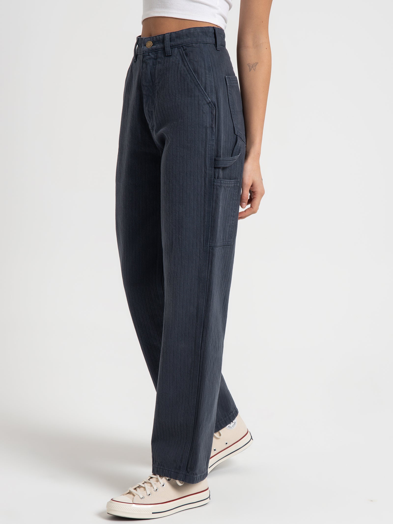 Dell Stripe Carpenter Pants in Petrol