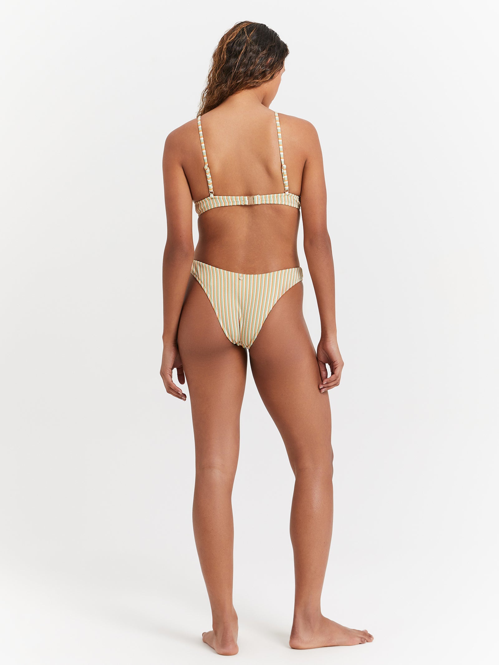 Sunbather Stripe Hi Cut Briefs in Green