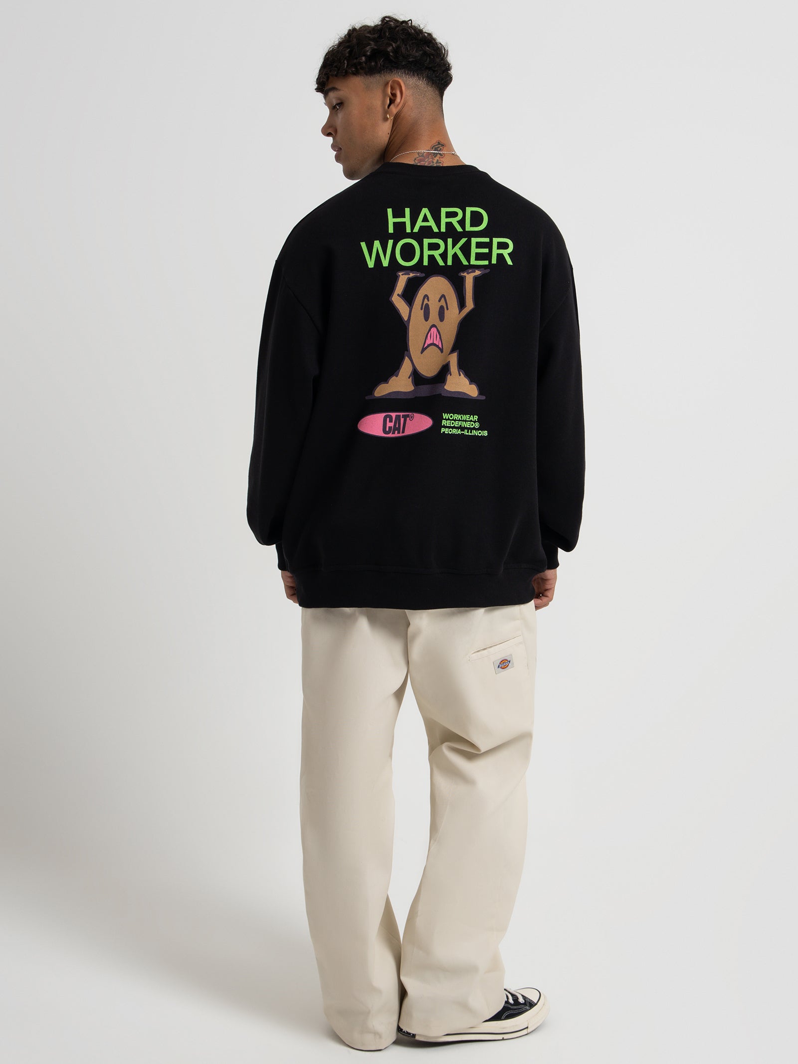 Hard Worker Crewneck Sweater in Black