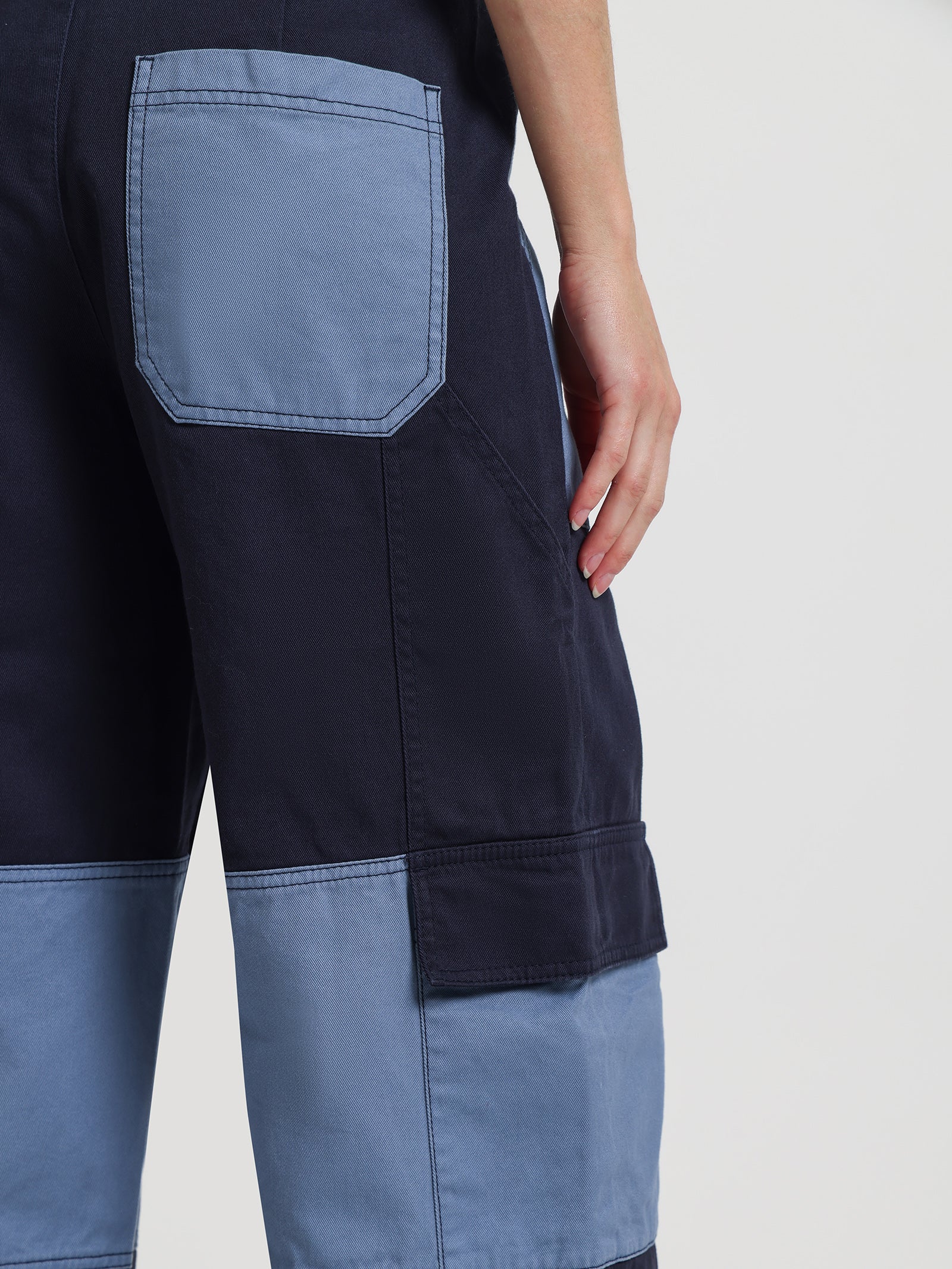 Bronte Low Rise Cargo Pants in Ink Blue