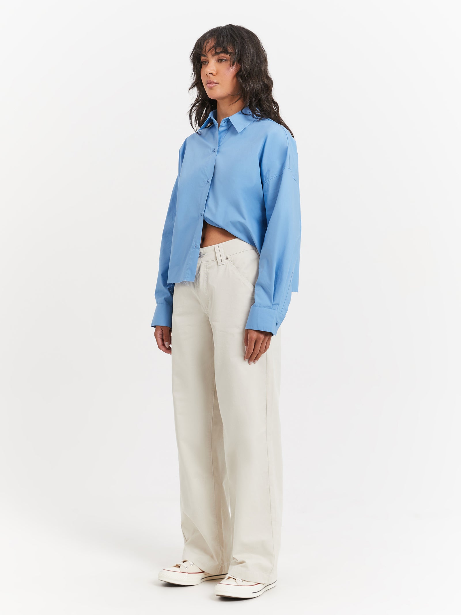 Lukea Cropped Shirt in Sea Blue