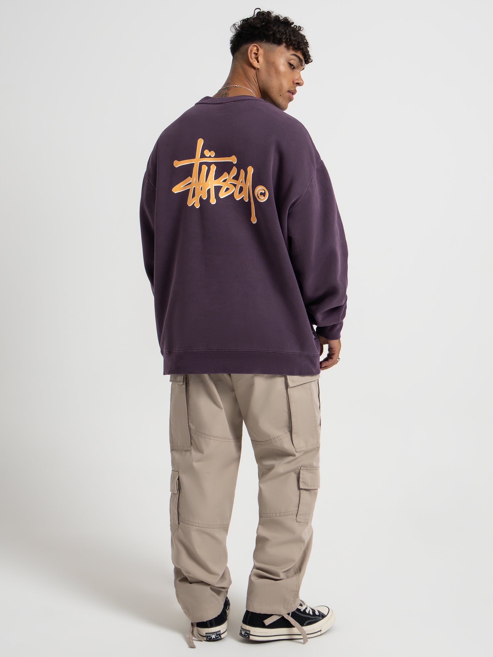 Shadow Graffiti Crew Fleece in Aubergine Purple