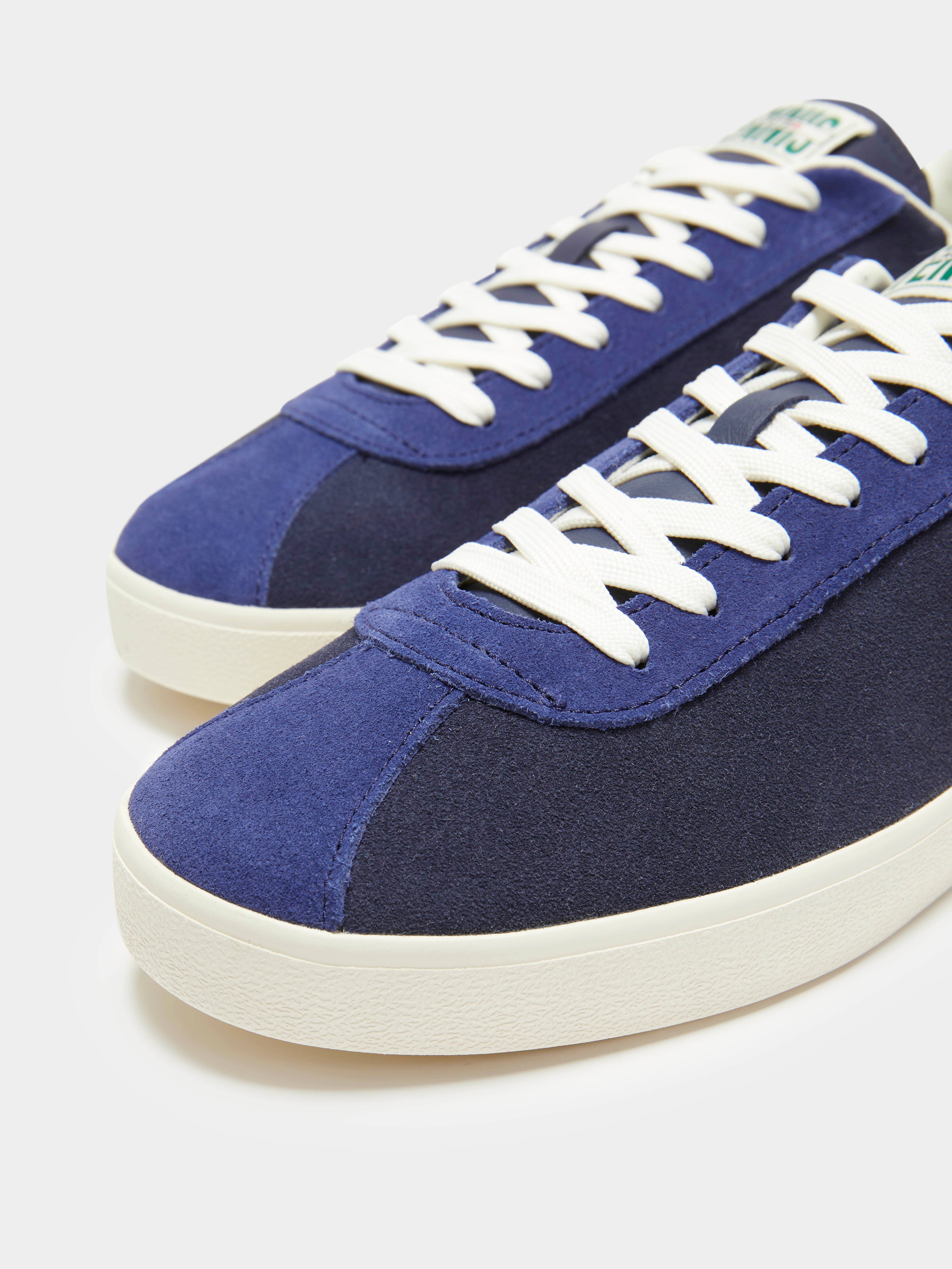 Mens Baseshot Premium Suede Sneakers in Navy & Off White