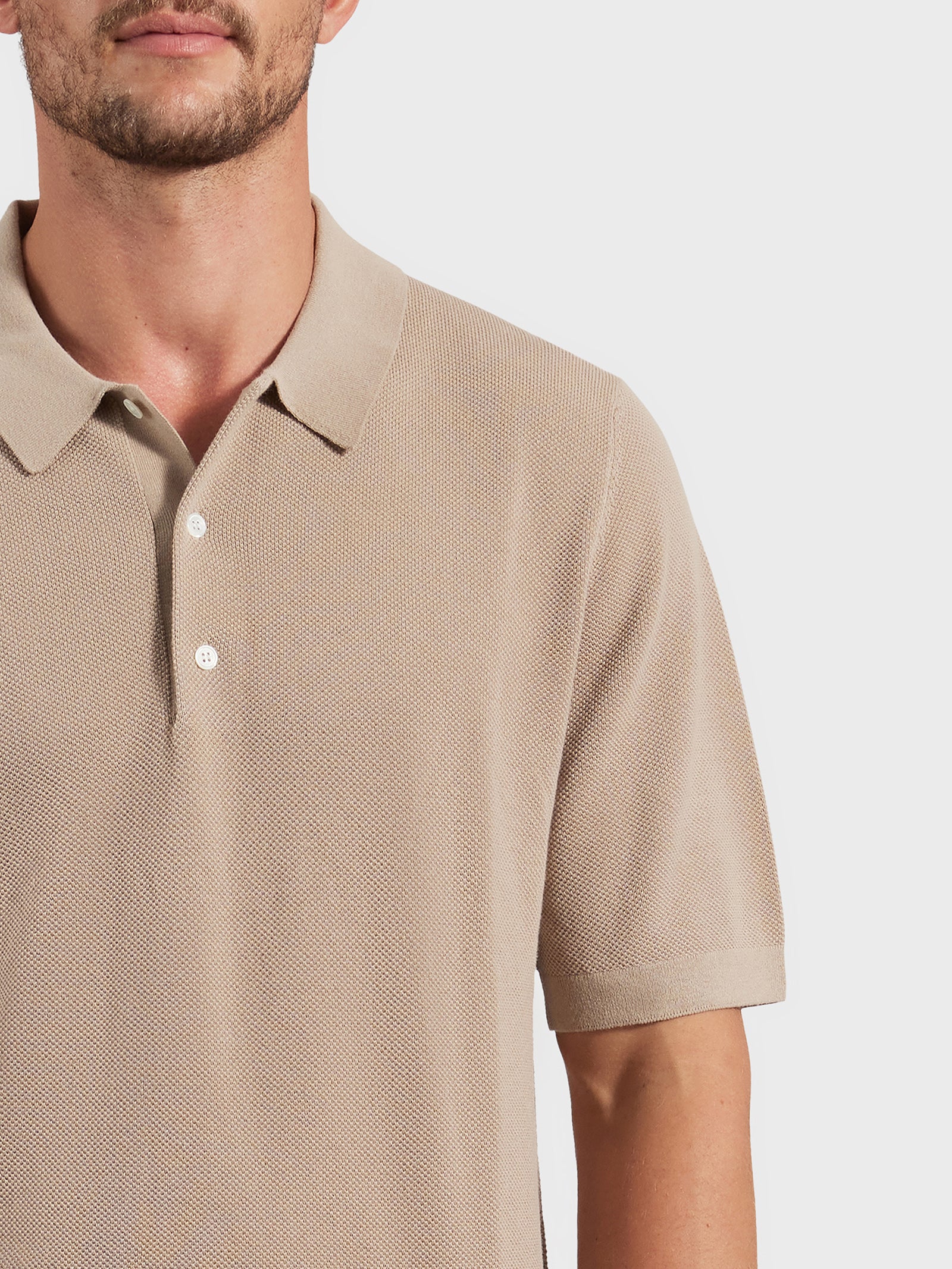 Riley Knit Polo in Warm Sand