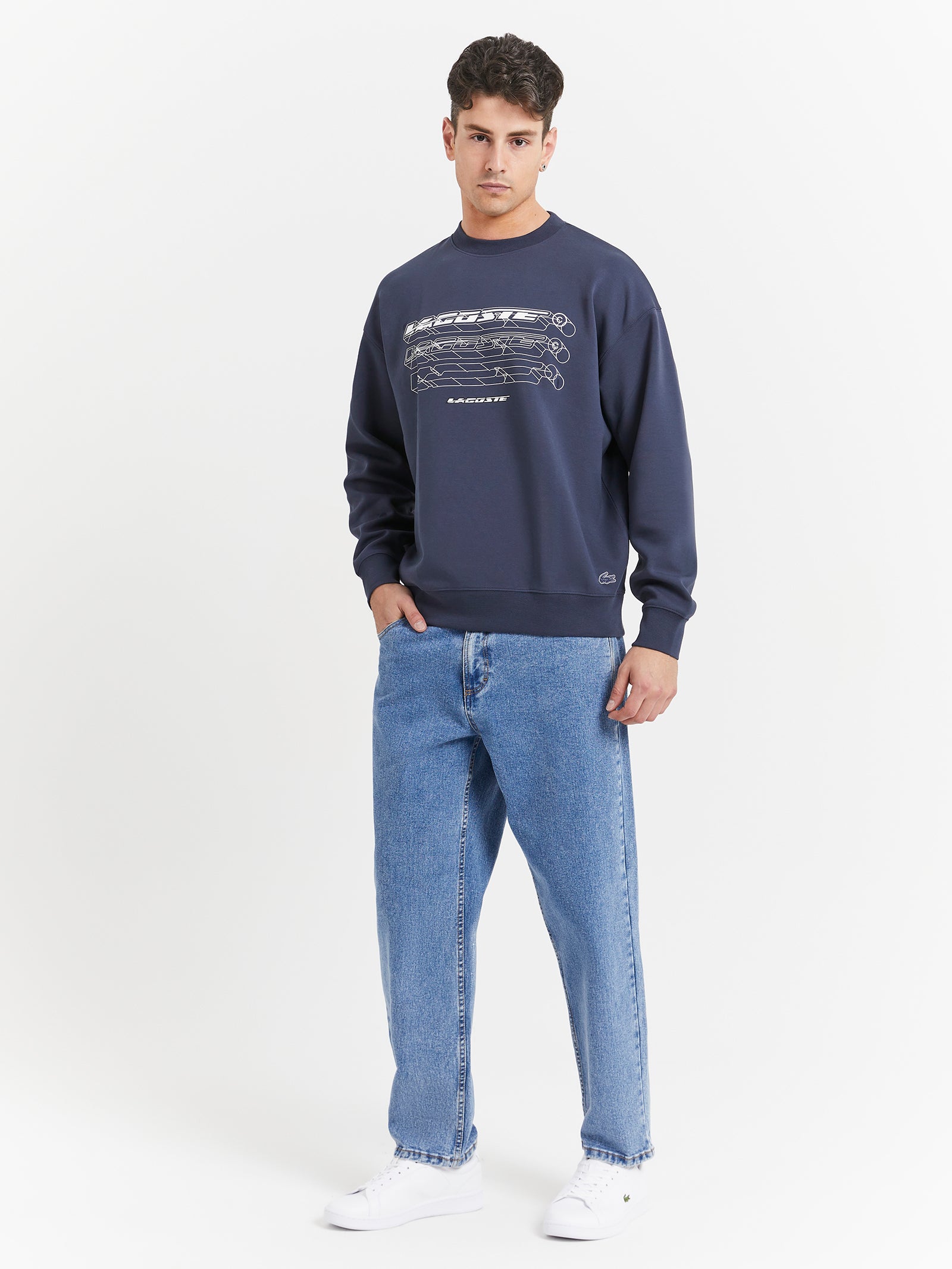 Loose Fit Branded Sweatshirt in Blue Night