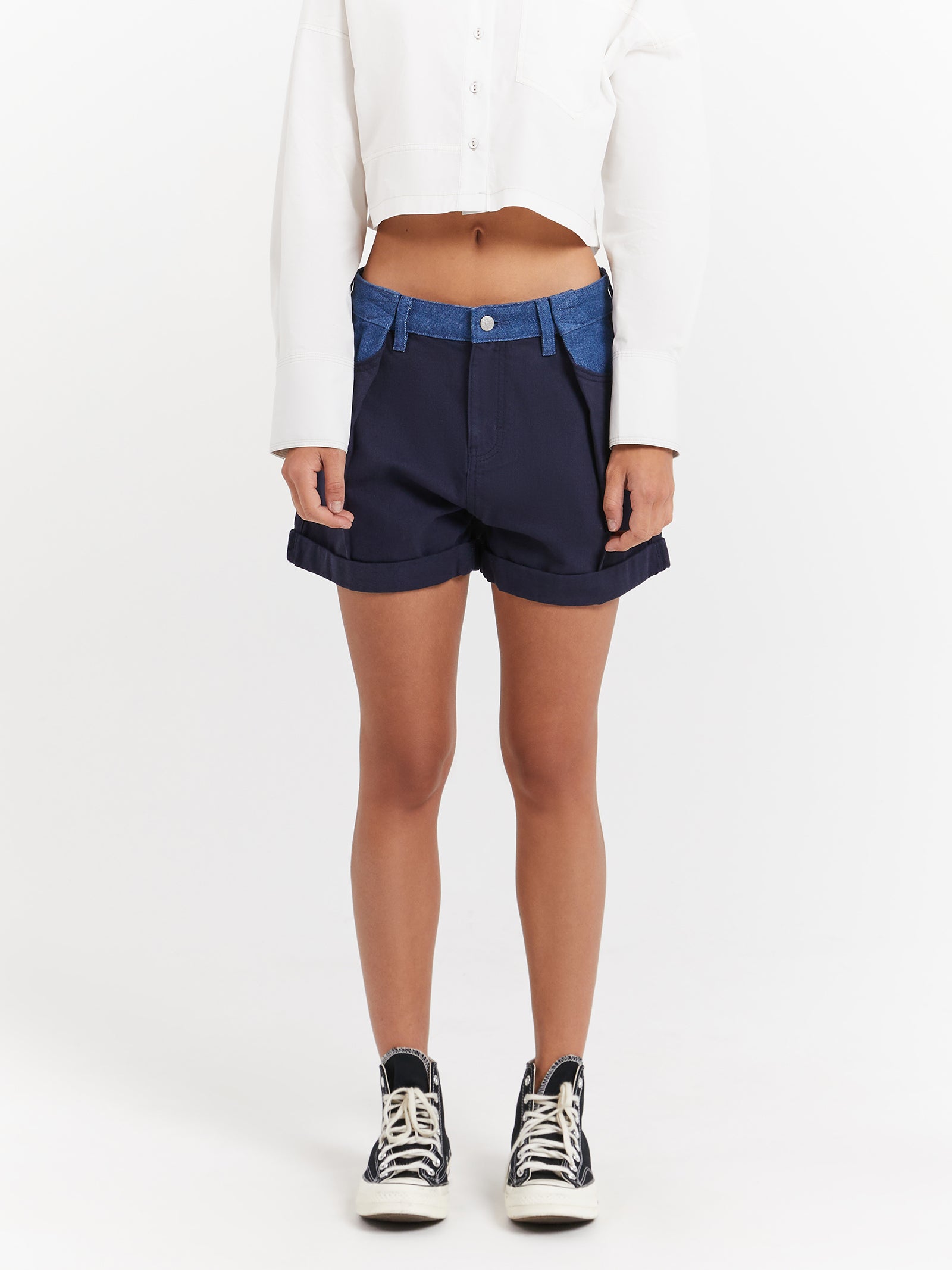 Tari Pleated Shorts in Indigo Blue