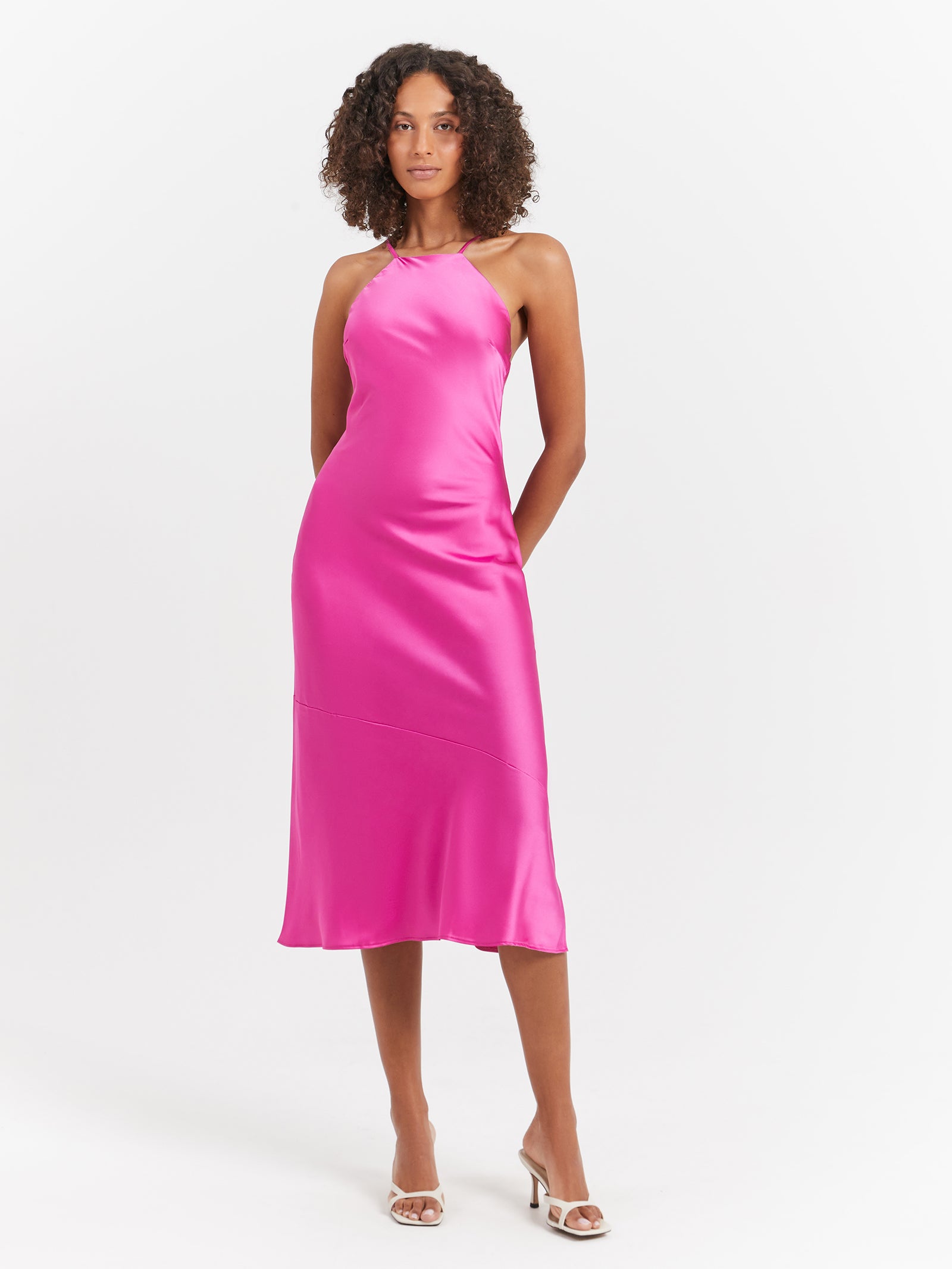 Makala Tie Back Midi Dress in Hibiscus