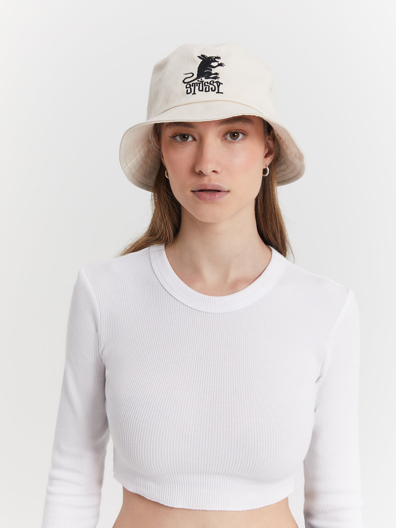 Rat Bucket Hat in White