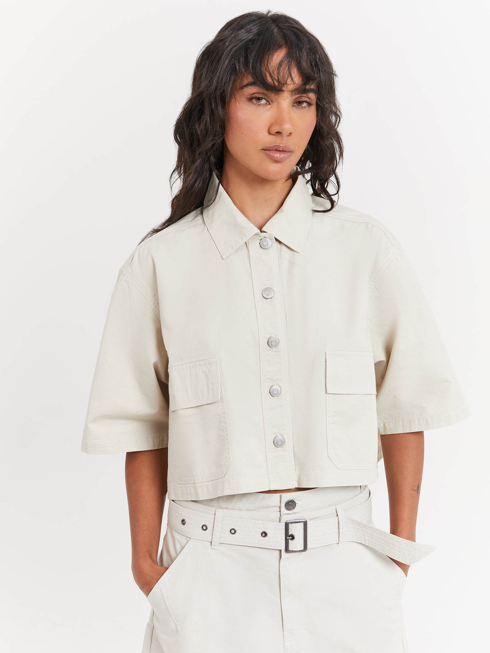 Naomi Cropped Jacket in Ecru