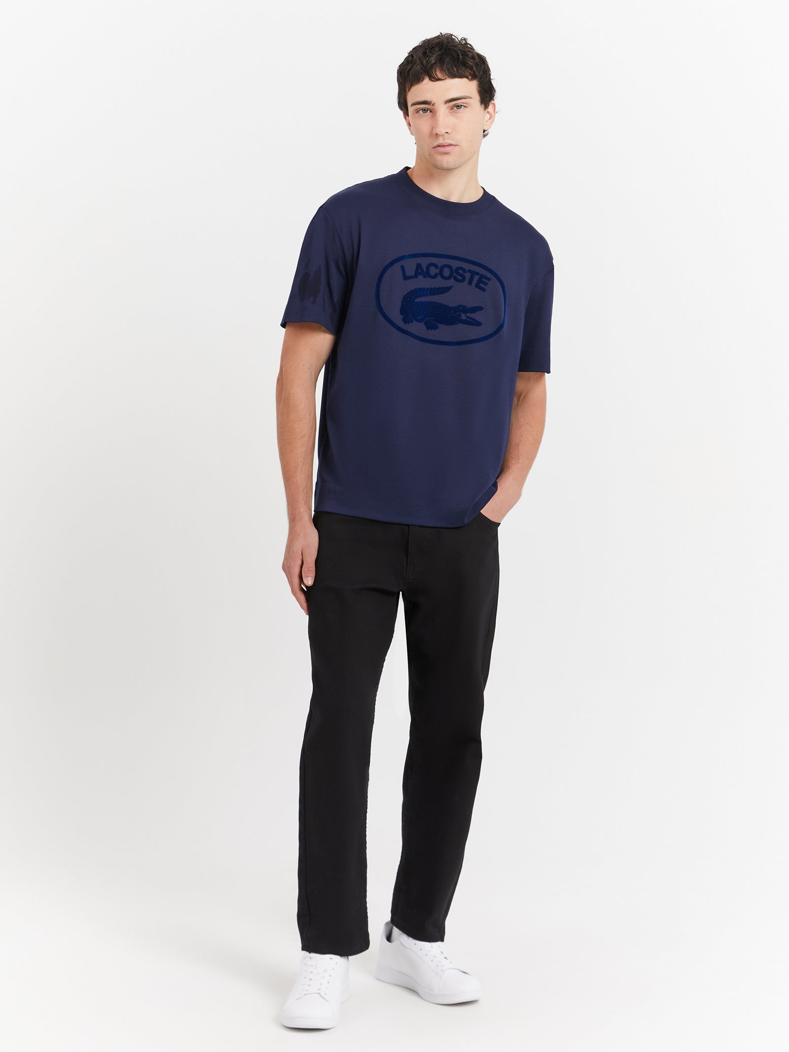 Originals Relaxed Fit Branded Cotton T-Shirt in Navy