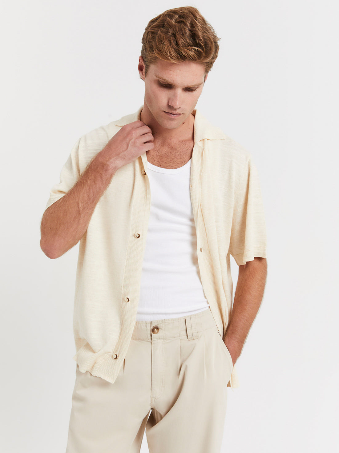 Mercer Knit Shirt in Vanilla Marle