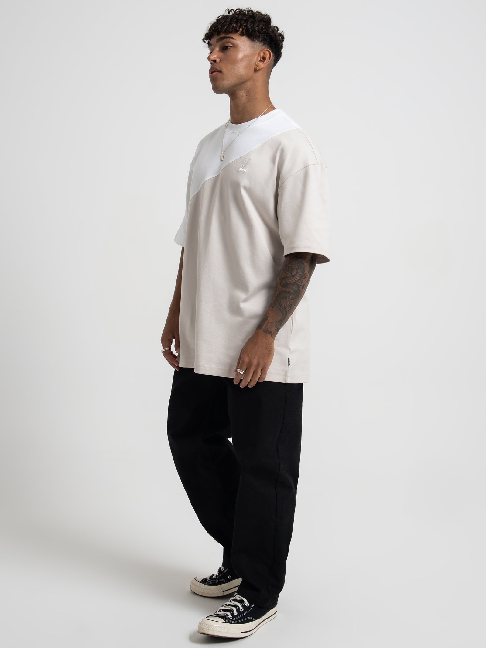 Kenny Relaxed Fit Embroidery T-Shirt in Natural Linen