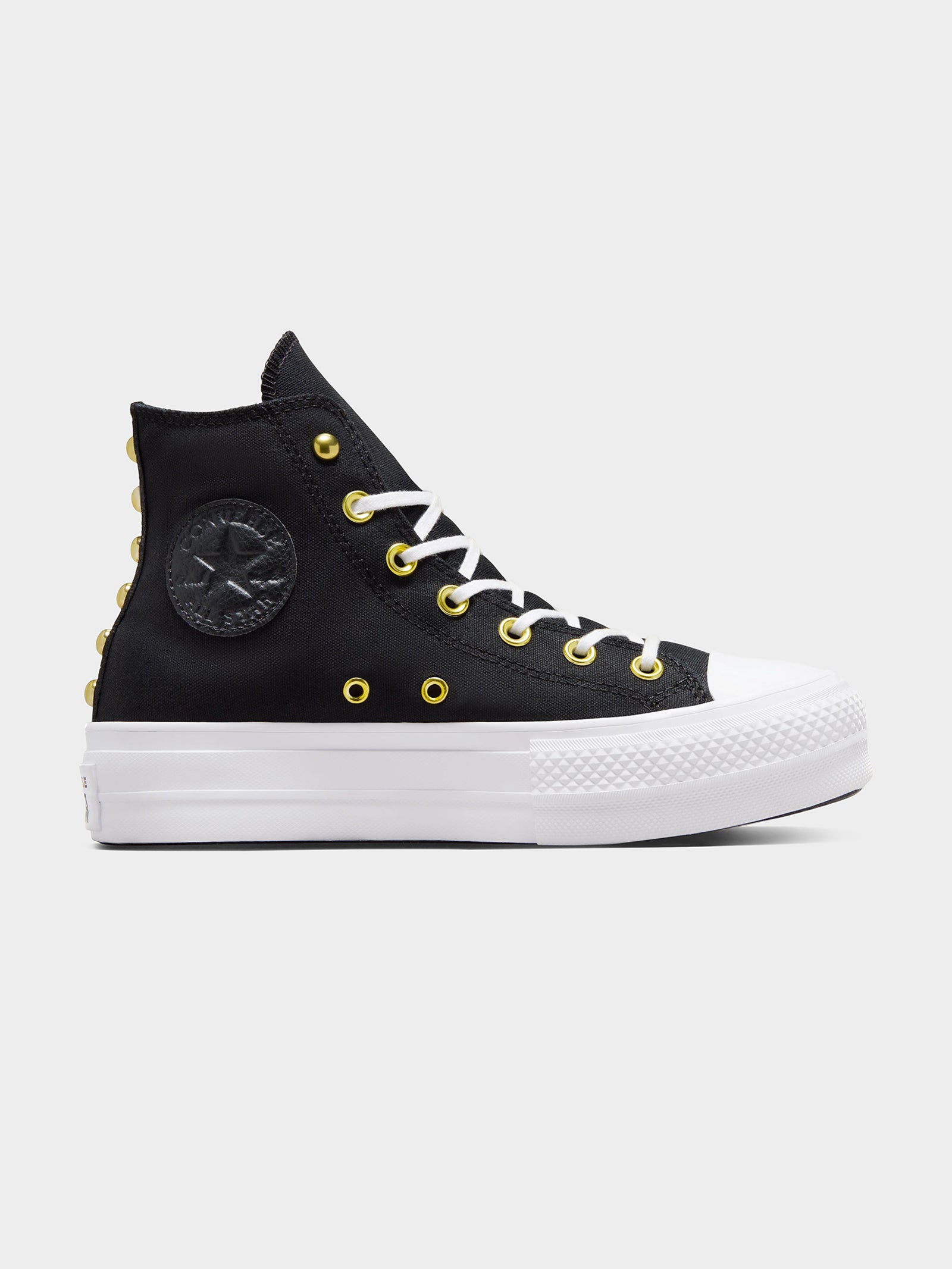 Womens Chuck Taylor All Star Lift Star Studded High Top Sneakers in Black & White