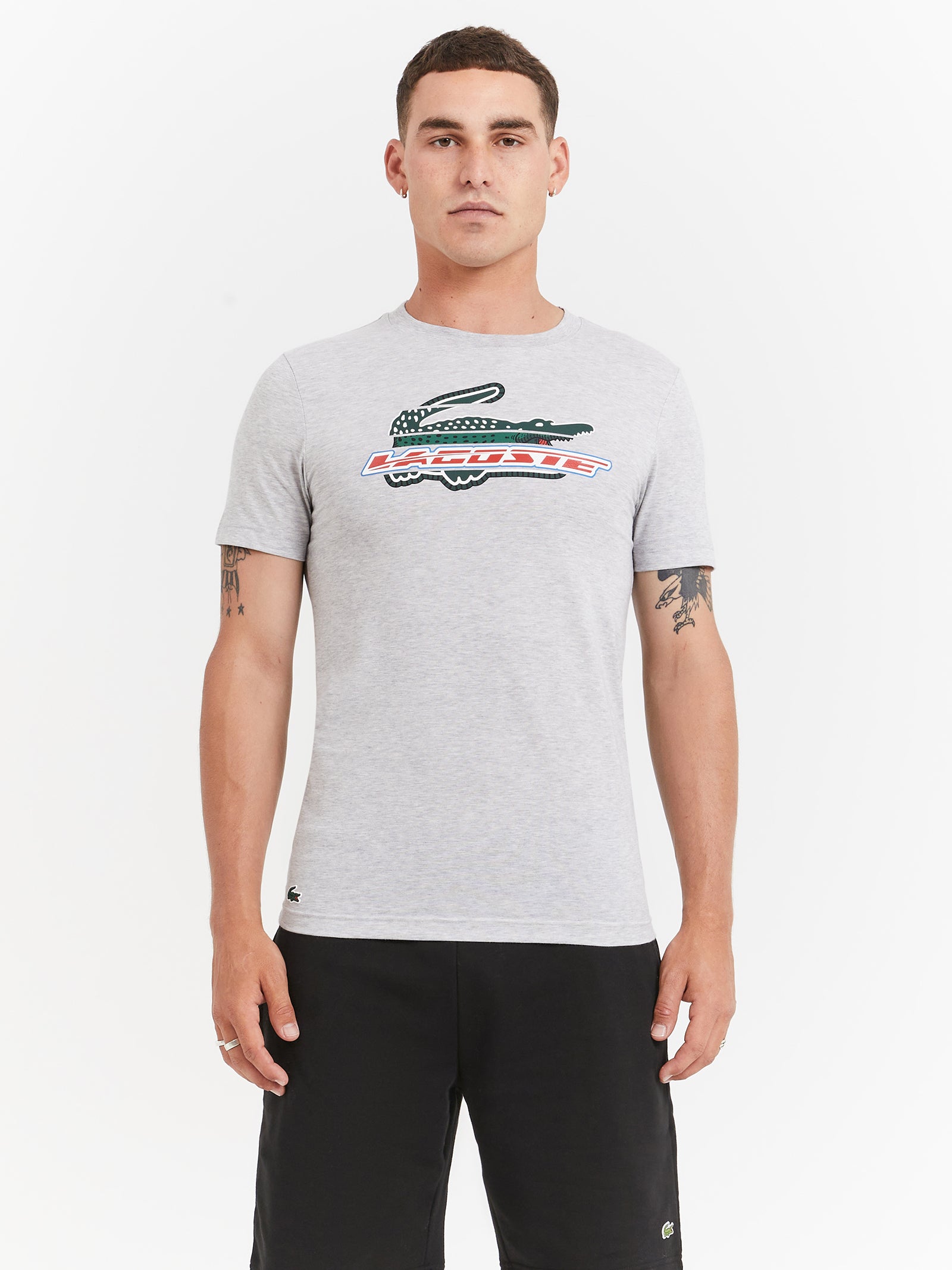 Logo Croc Tech Jersey T-Shirt in Silver