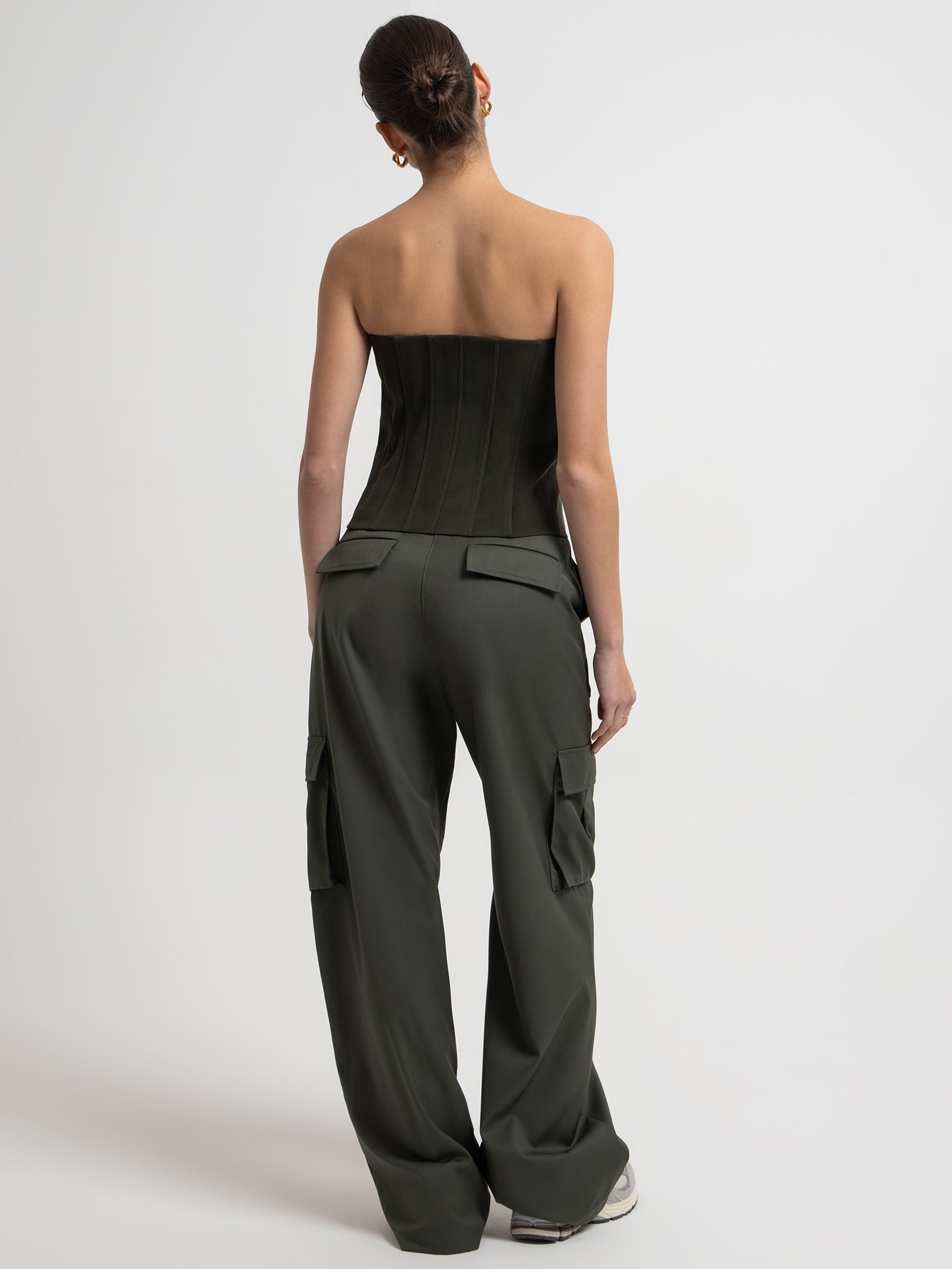 Reid Corset in Dark Khaki Green