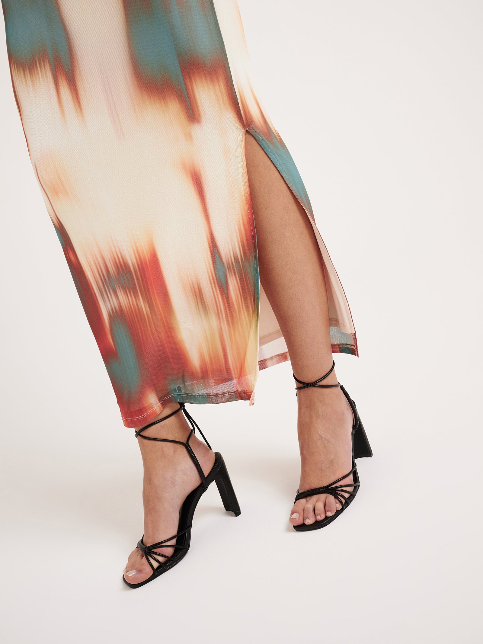 Senya Mesh Midi Skirt in Blur