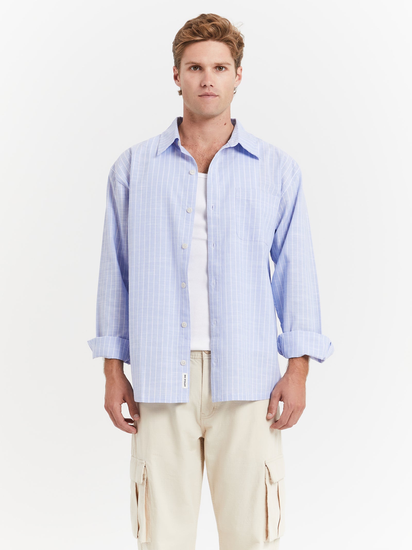 Lewis Overshirt in Blue Stripe