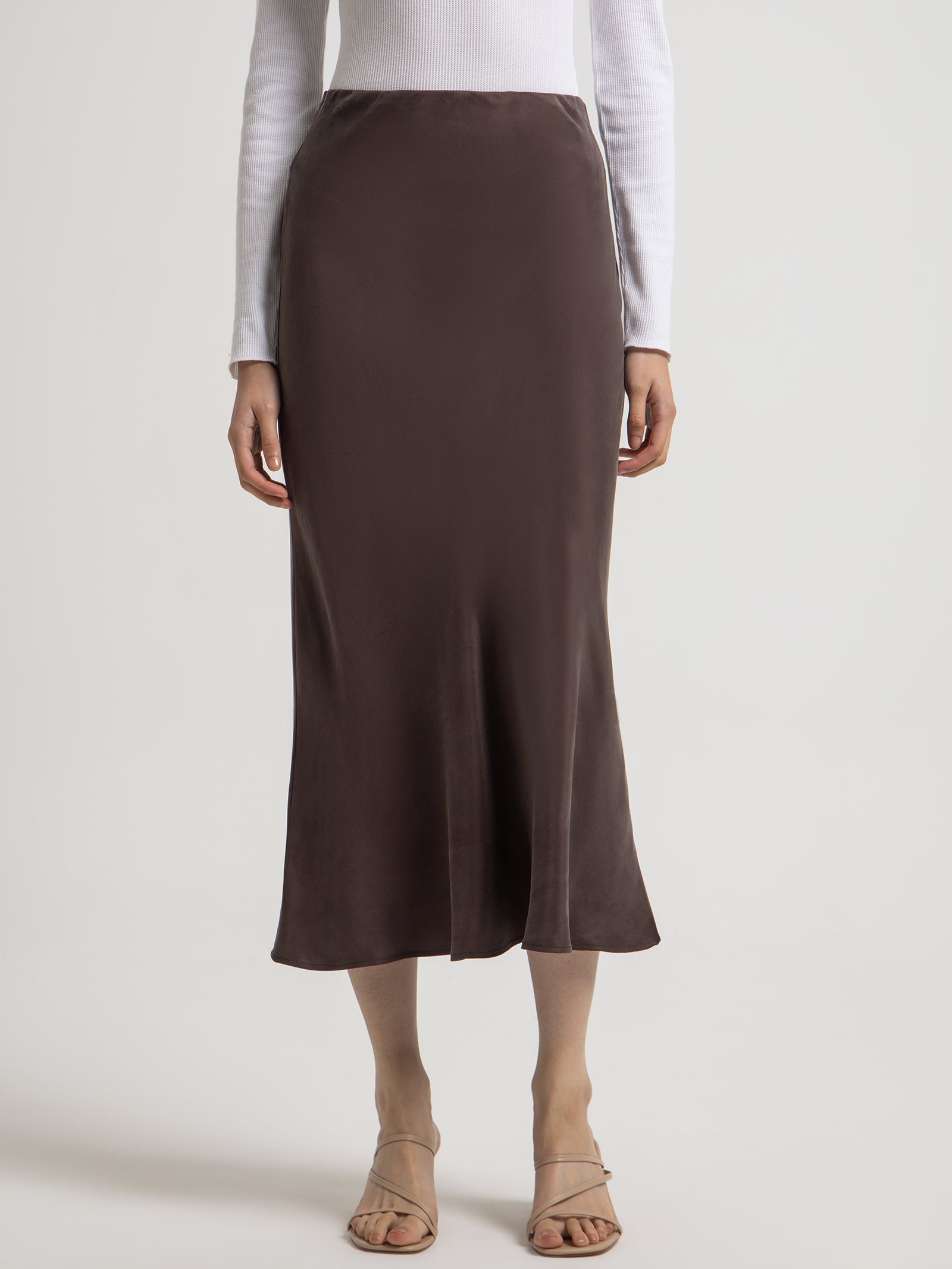 Harlow Cupro Midi Skirt in Cinder