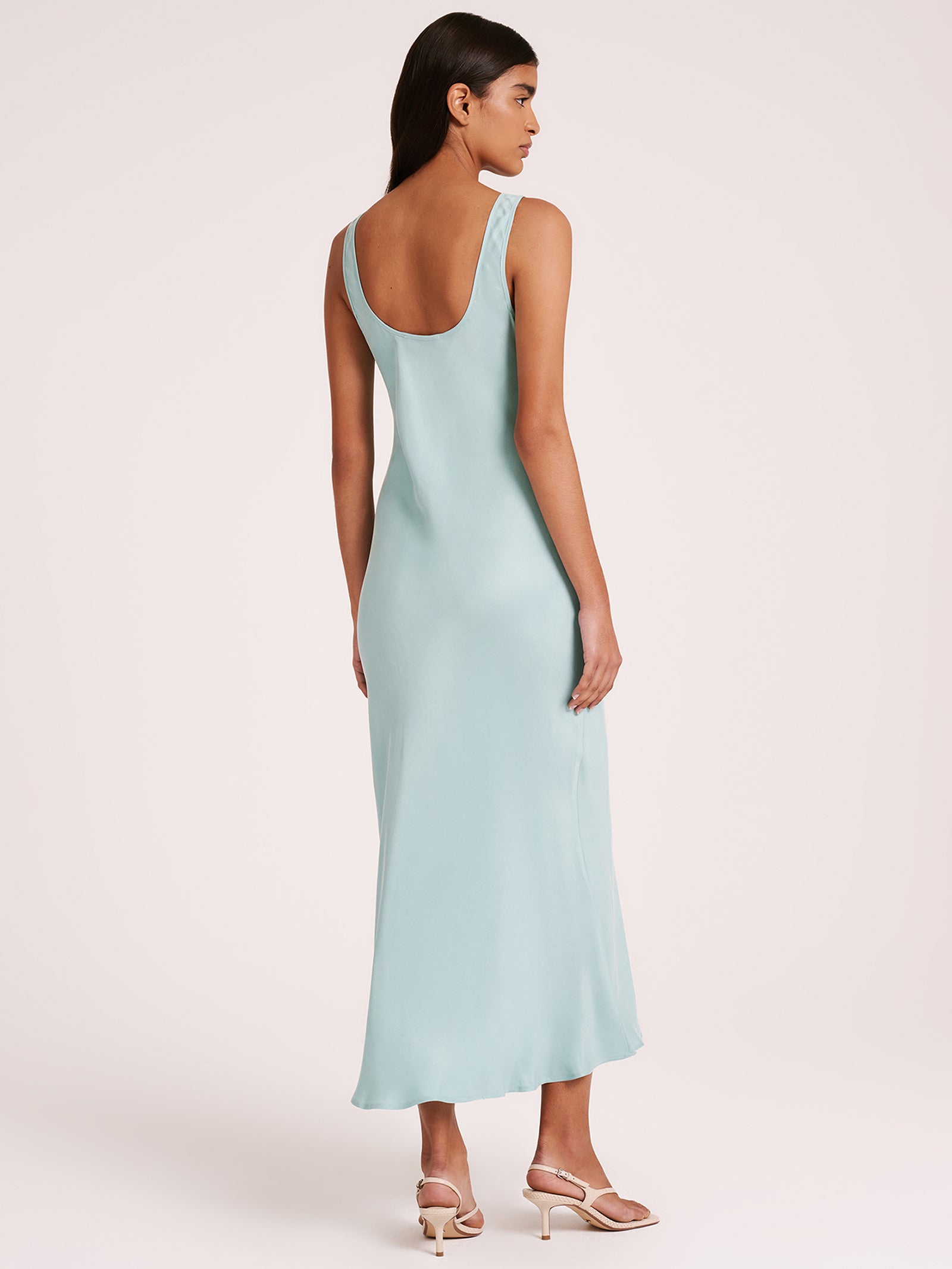 Cupro Slip Dress in Aqua