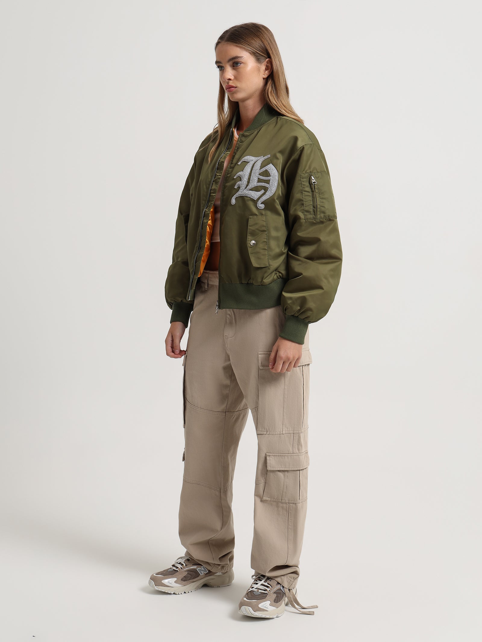 Womens Harvard Bomber in Olive