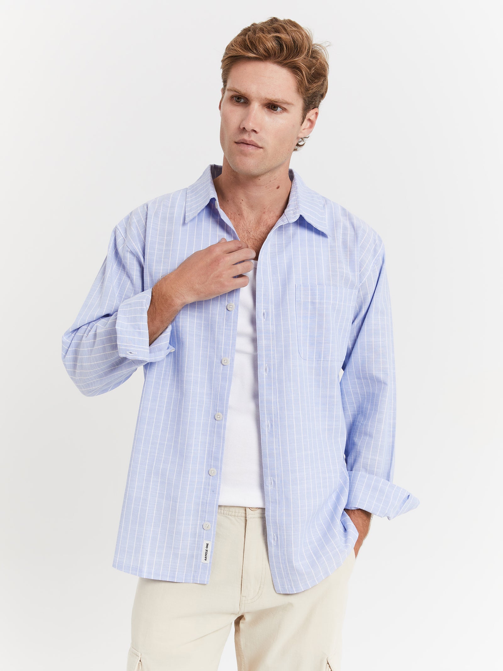 Lewis Overshirt in Blue Stripe