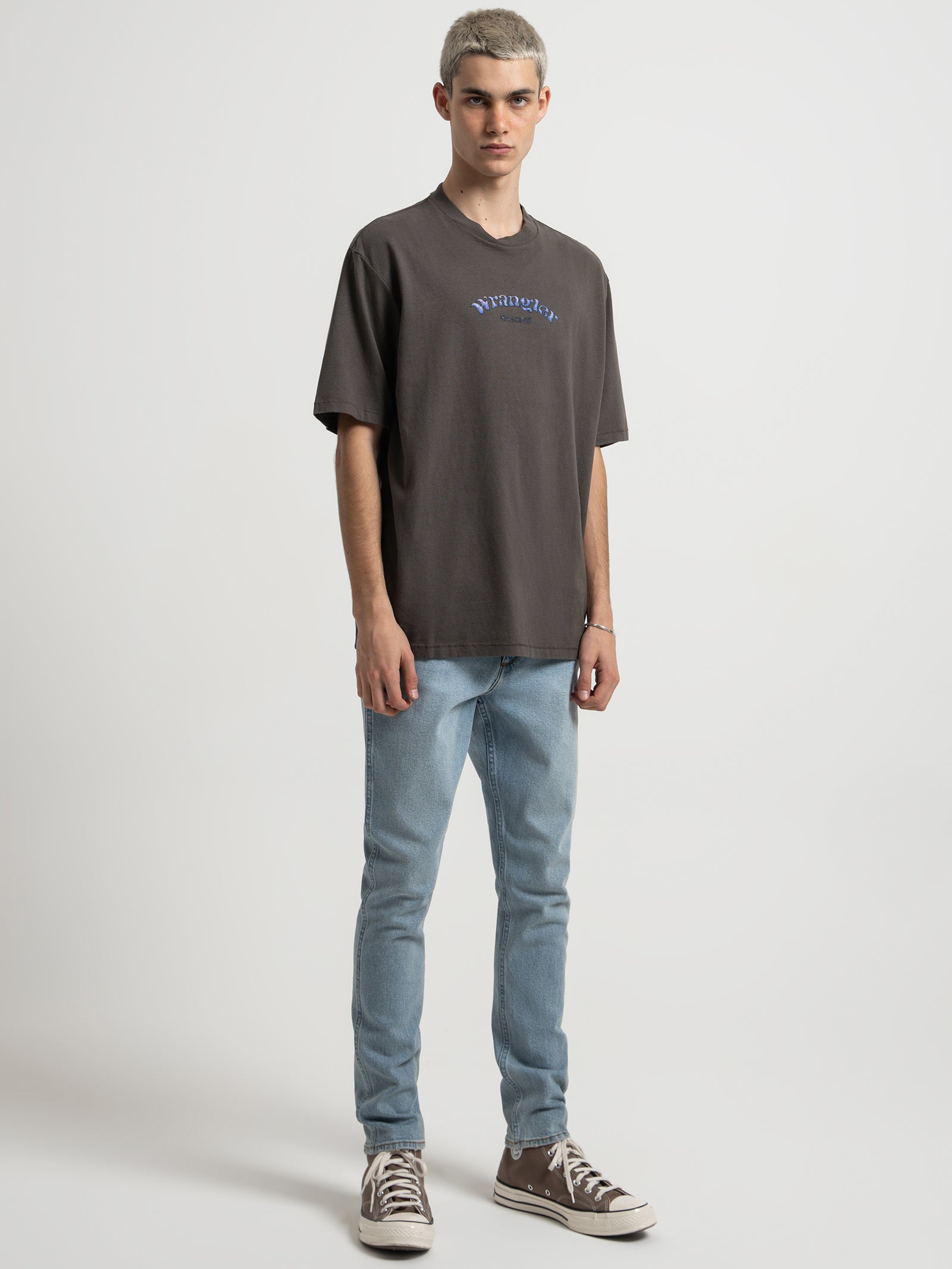 Sun Hands Slacker Recycled Cotton T-Shirt in Slate Grey