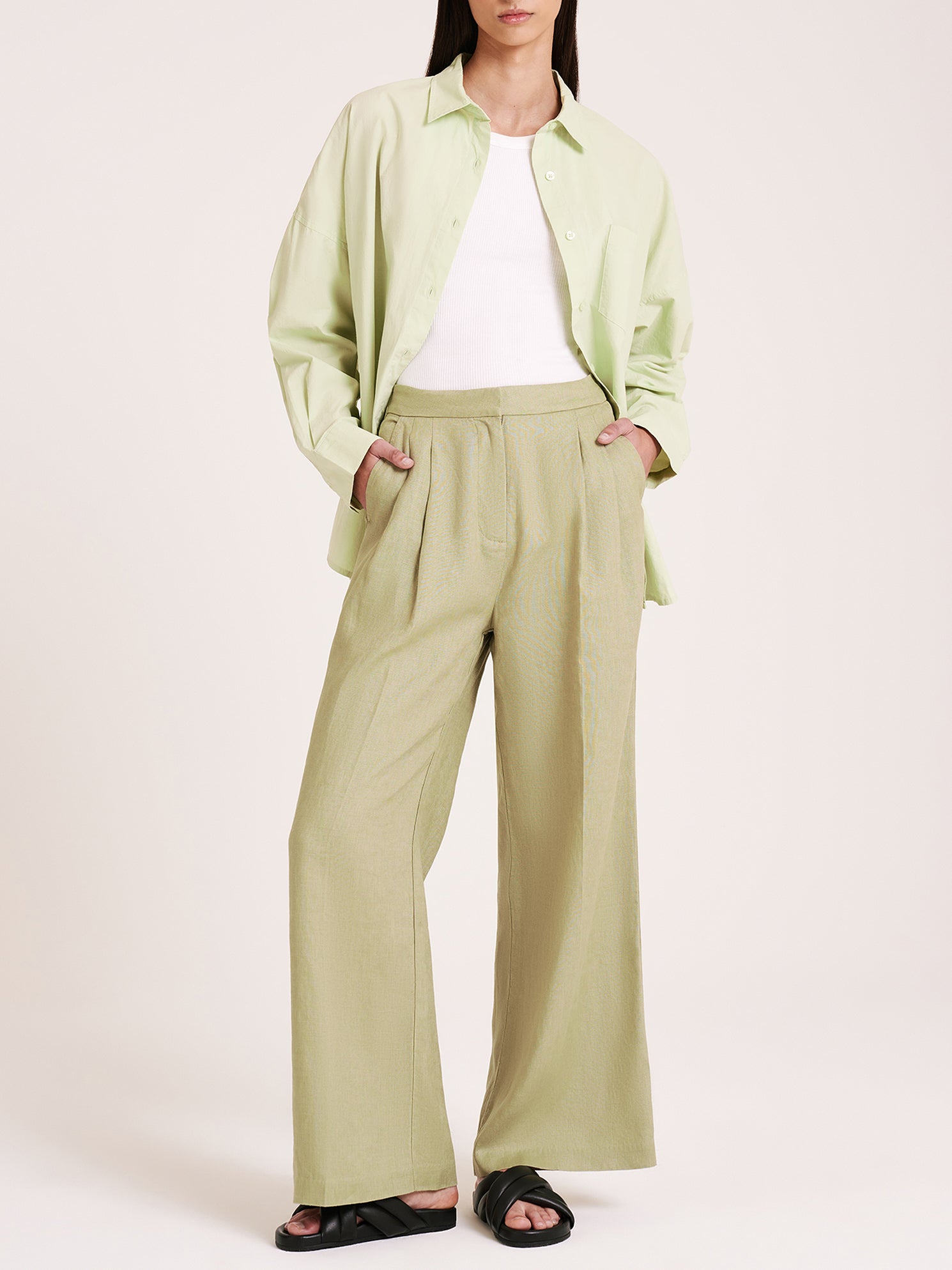 Thilda Linen Pants in Sage