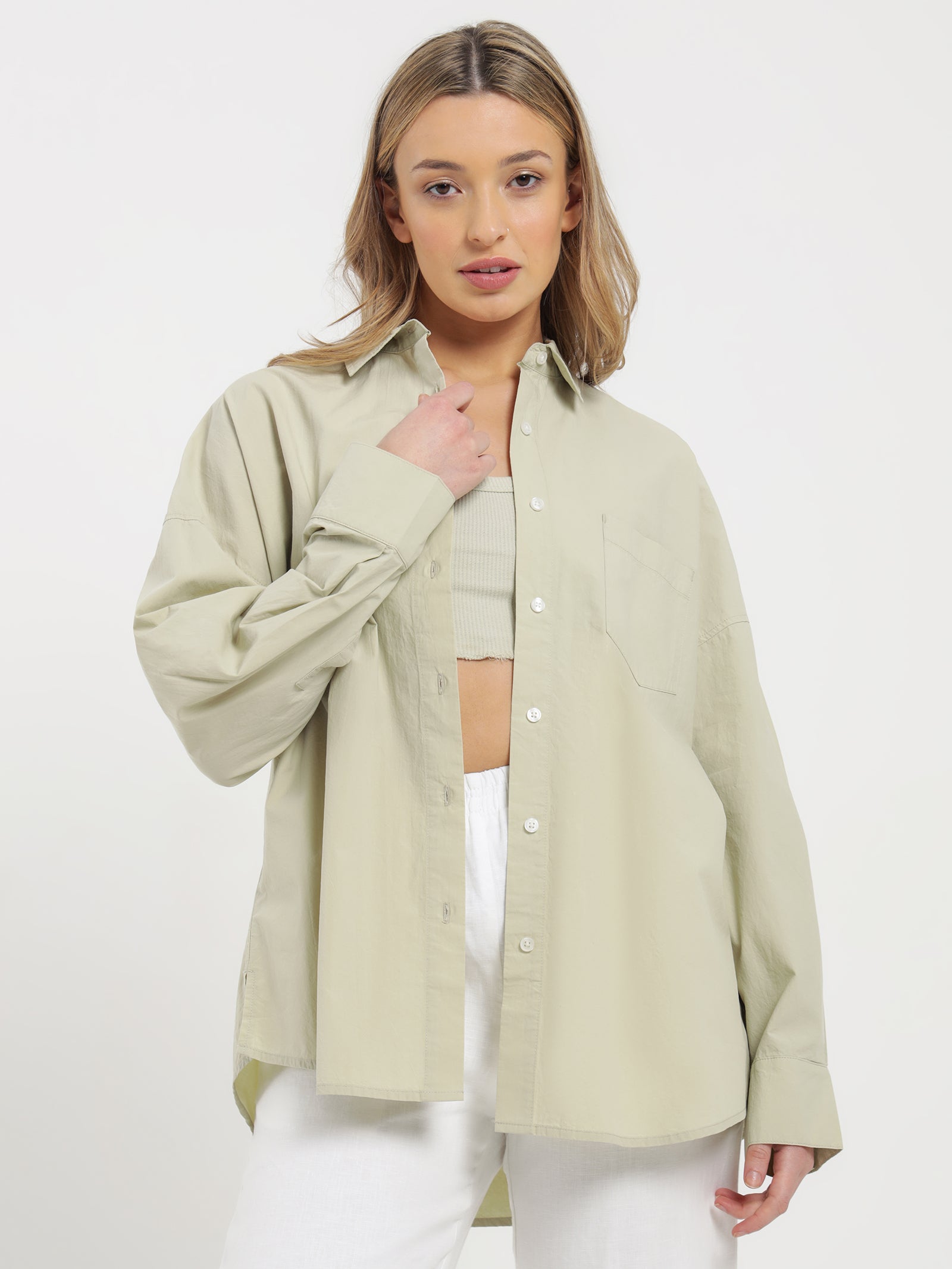 Cruz Poplin Shirt in Eucalyptus