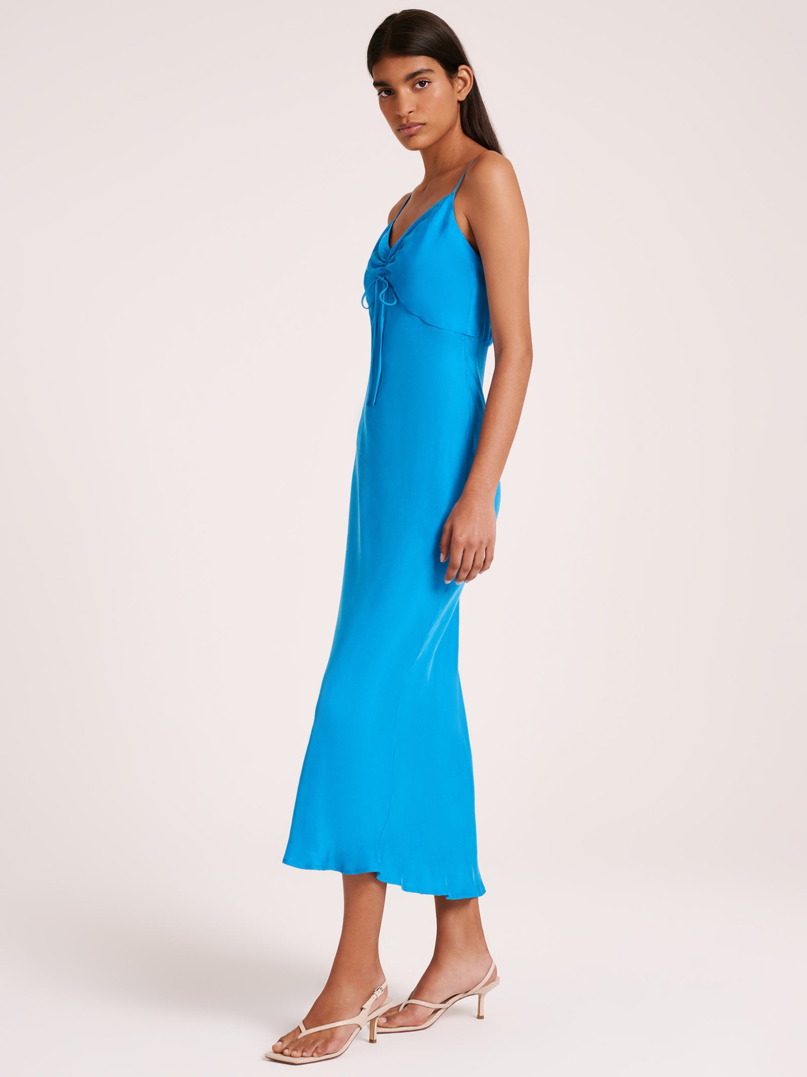 Lea Cupro Dress in Azure Blue