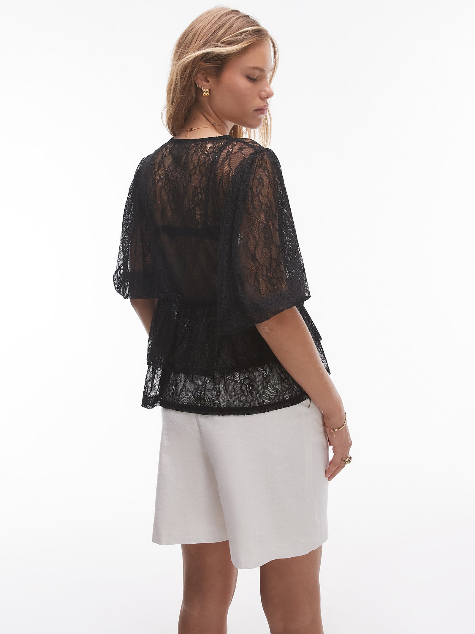 Lace Tie Front Top