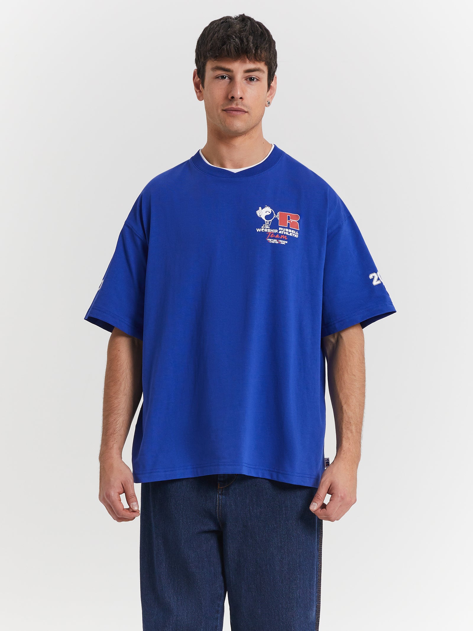 Team Spirit Oversized T-Shirt in Levitation Blue