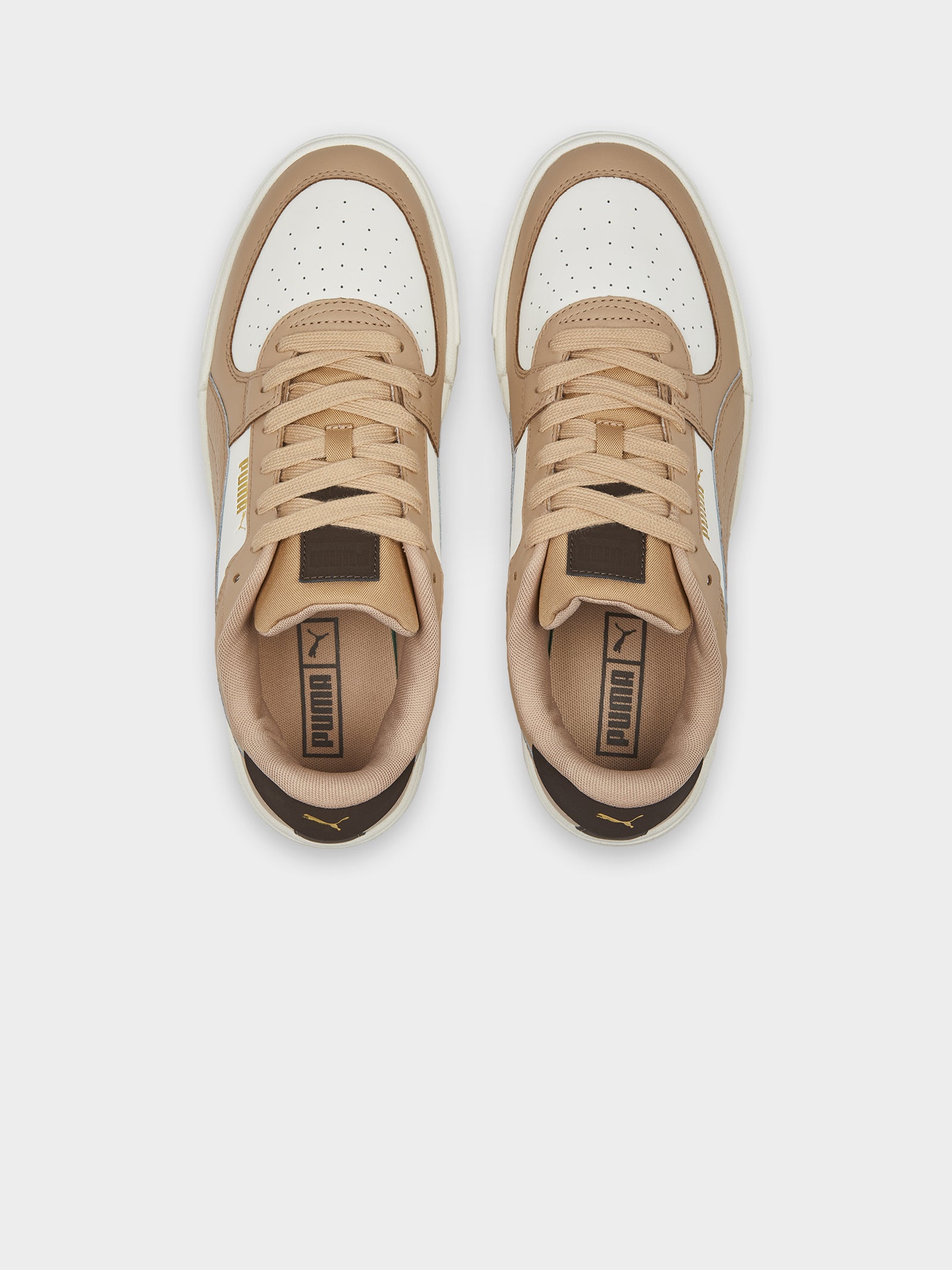 Unisex CA Pro Leather Mix Sneakers in Tan & Brown