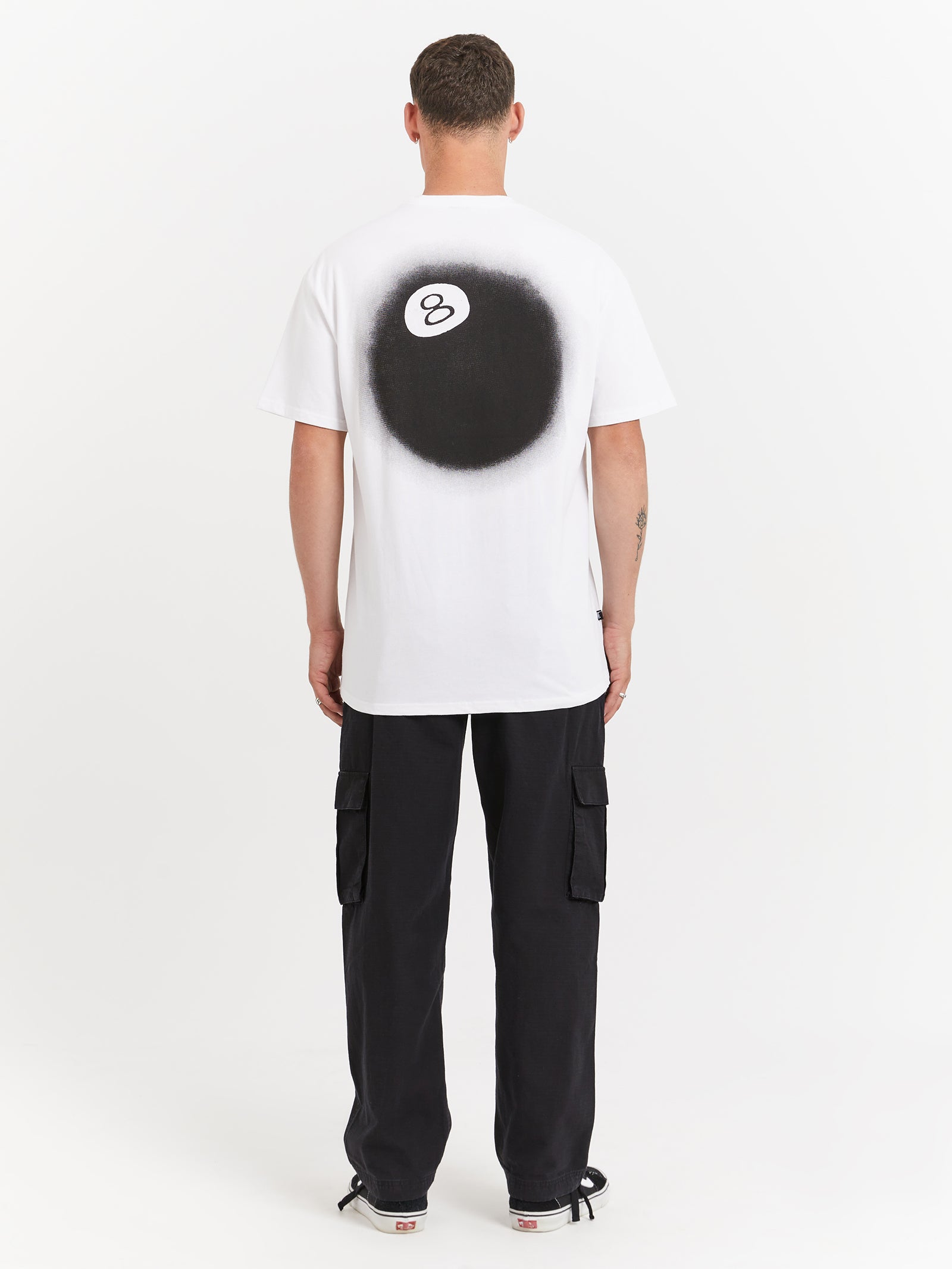 8 Ball Fade Heavyweight Short Sleeve T-Shirt in White