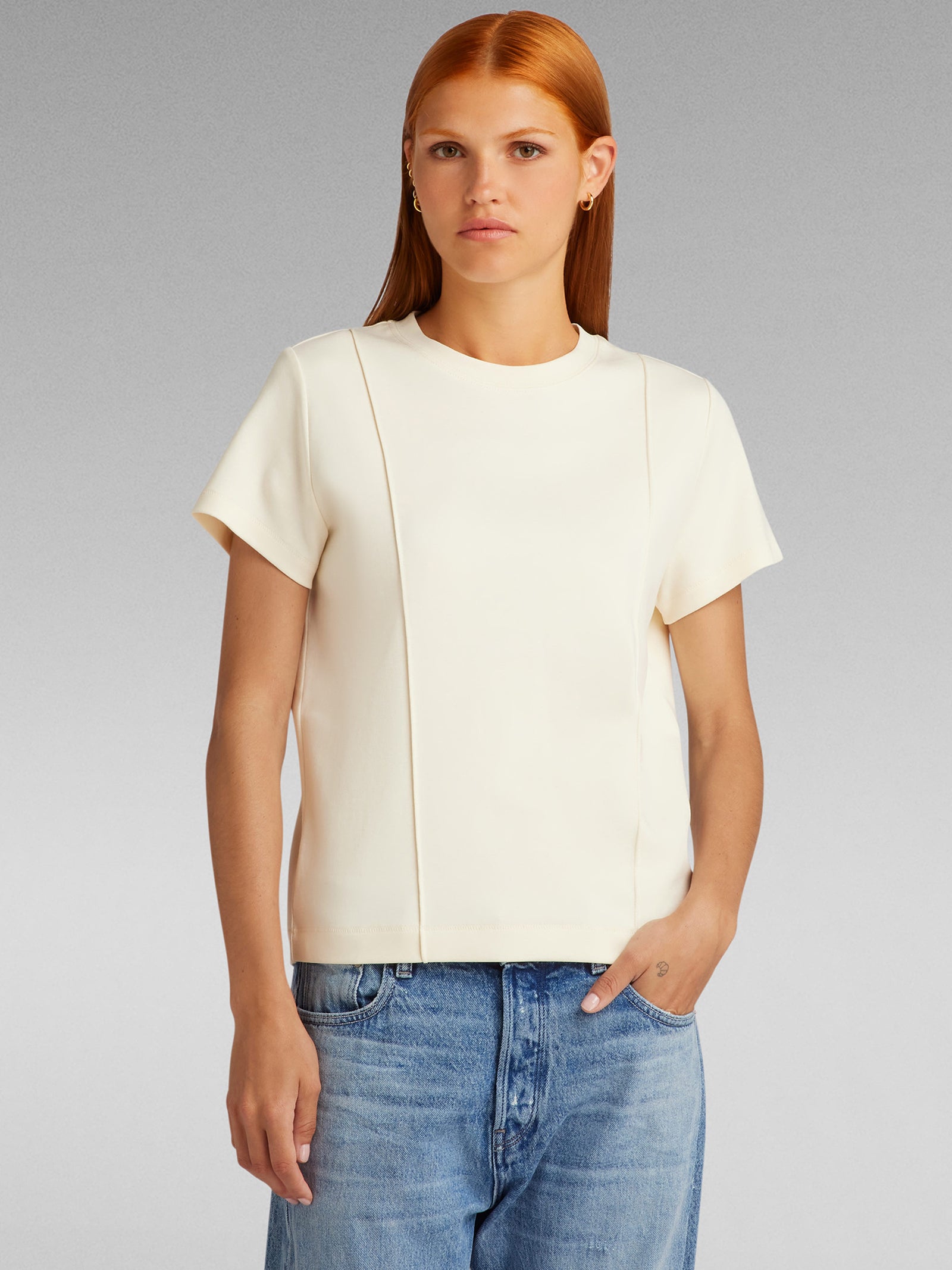 Pintucked Tapered T-Shirt