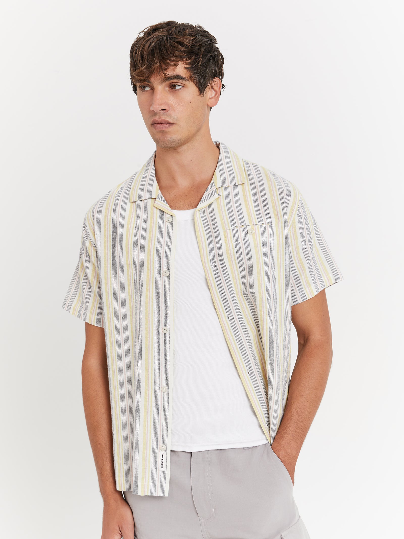 Eka Shirt in Offwhite Stripe