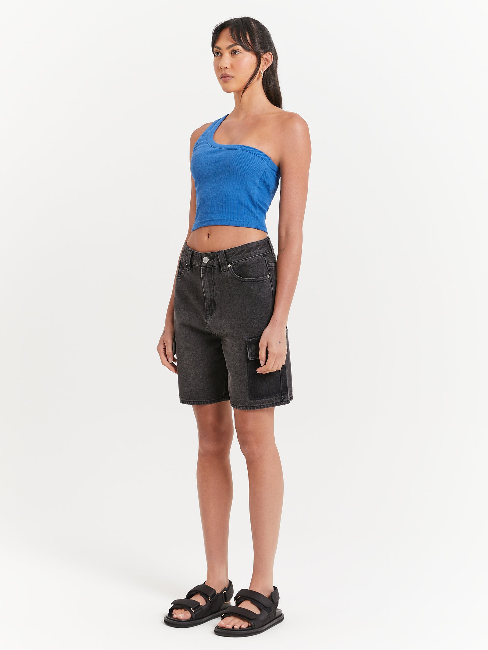 Jordan Asymmetrical Top in Denim Blue