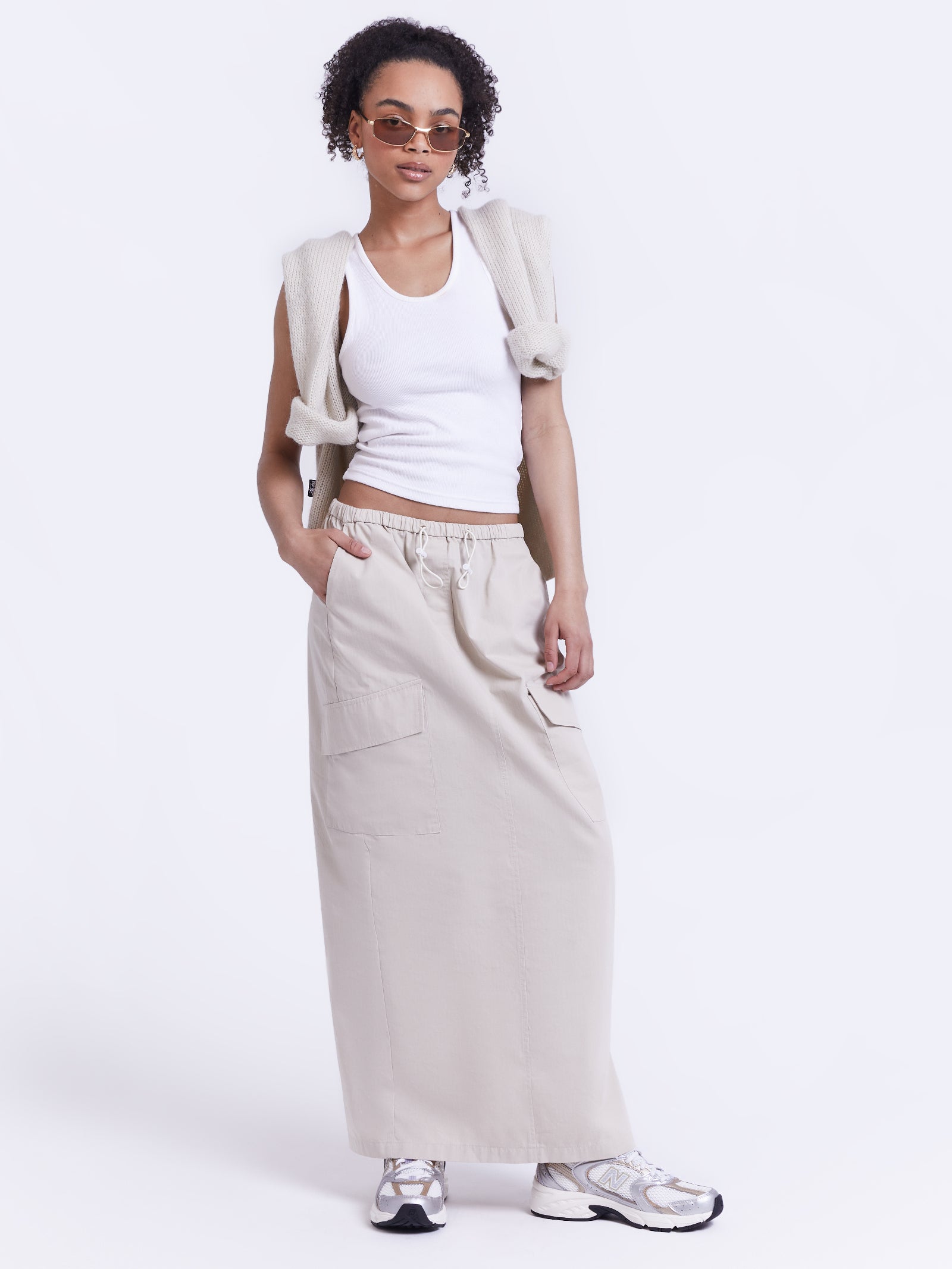 Esme Cargo Skirt in Beige