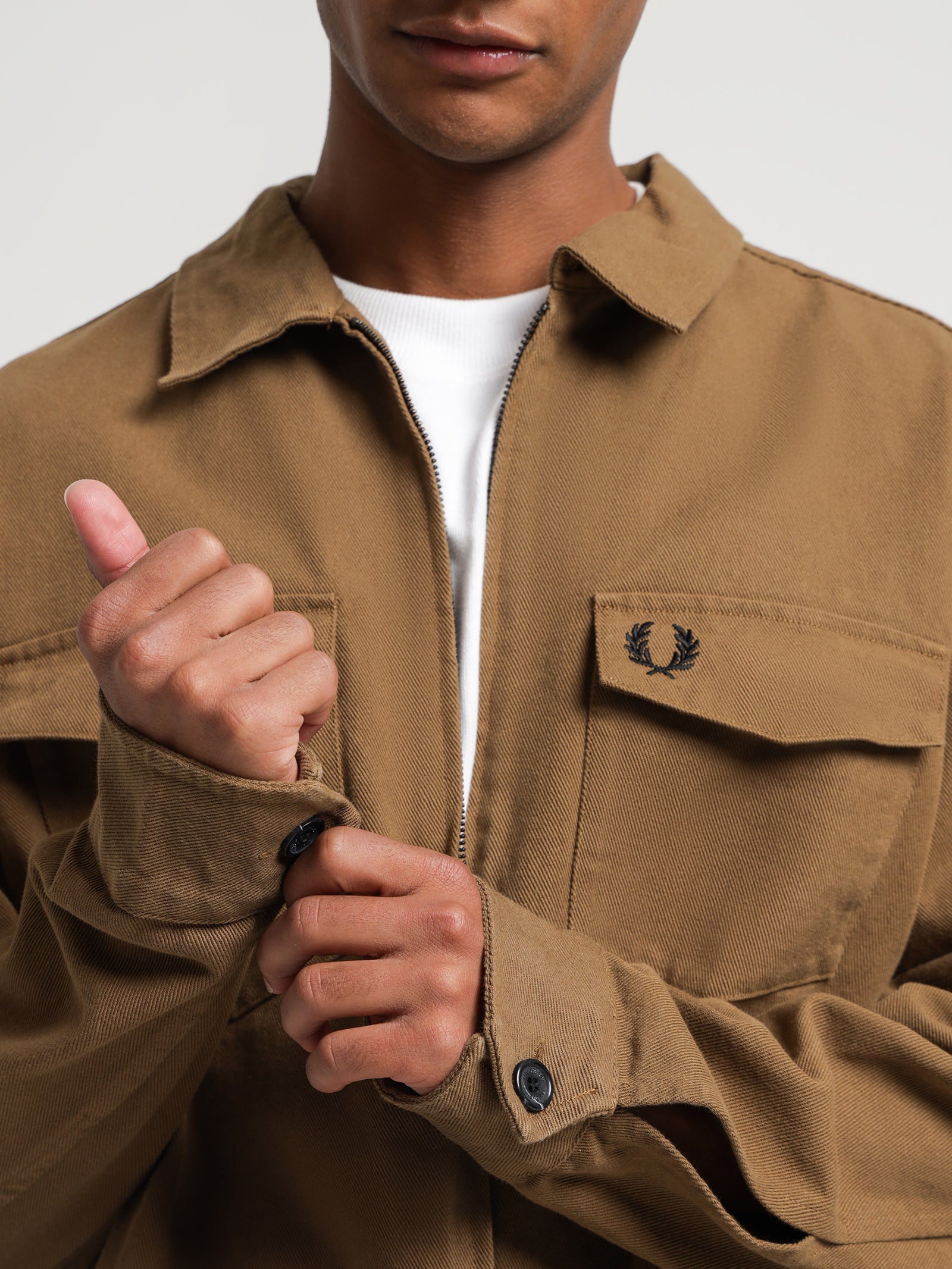 Heavy Twill Overshirt in Shaded Stone