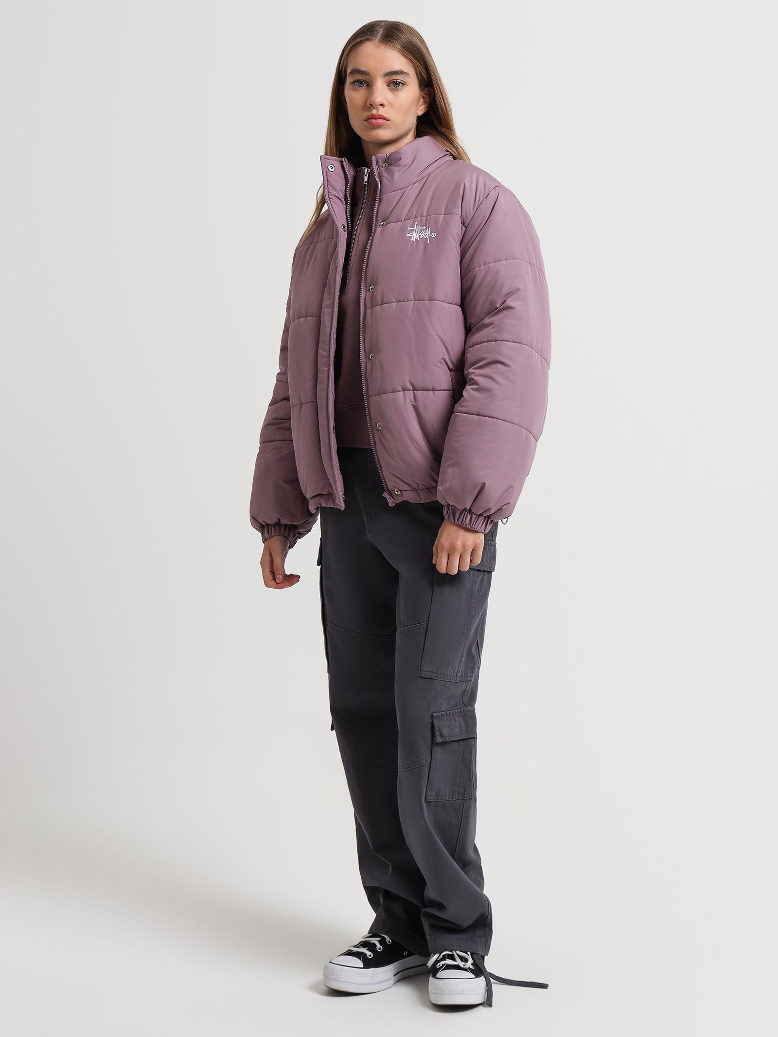 Graffiti Puffer Jacket in Rose