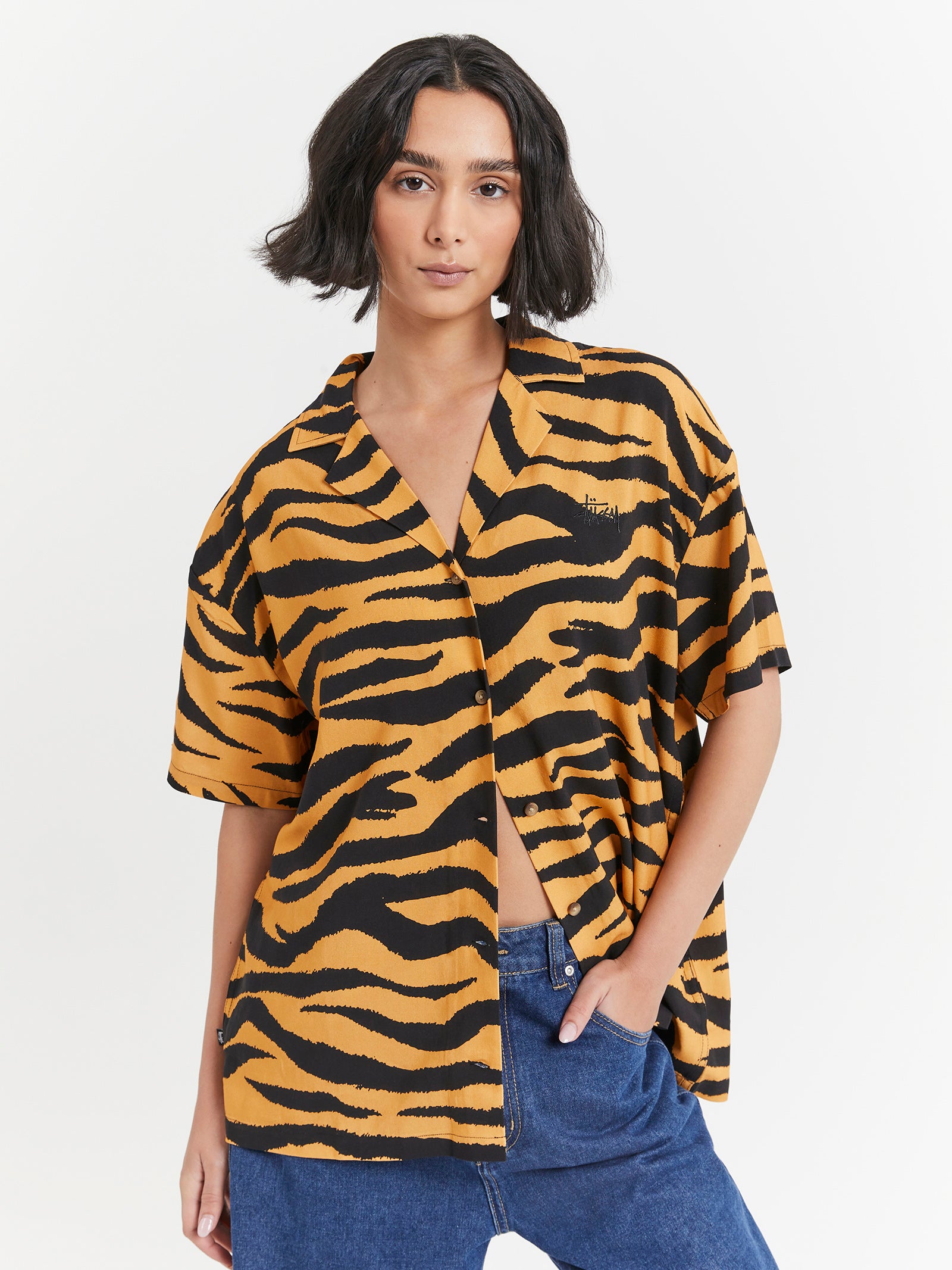 Zebra Oversized Shirt in Mustard