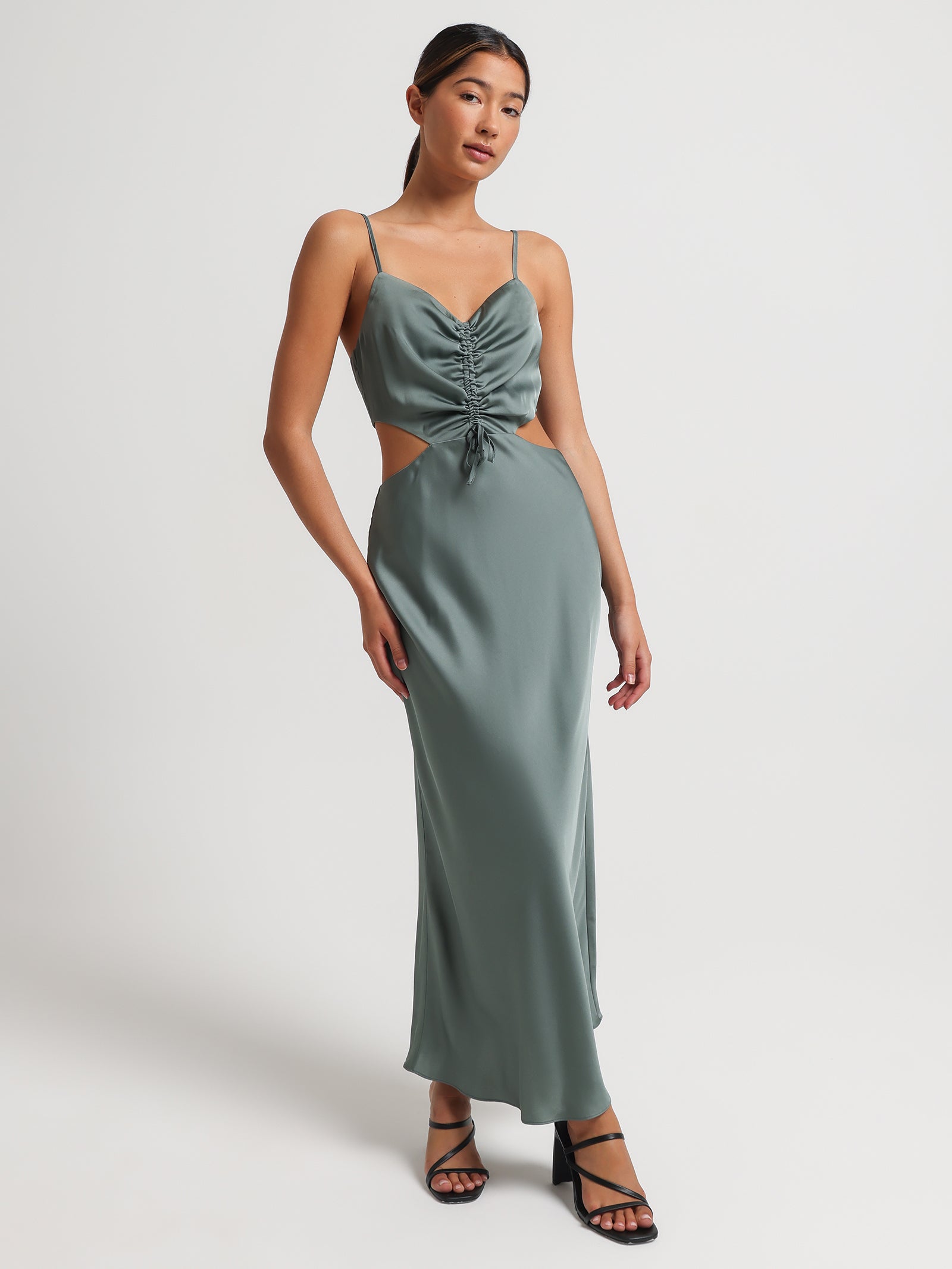 Tamara Ruched Midi Dress in Jewel