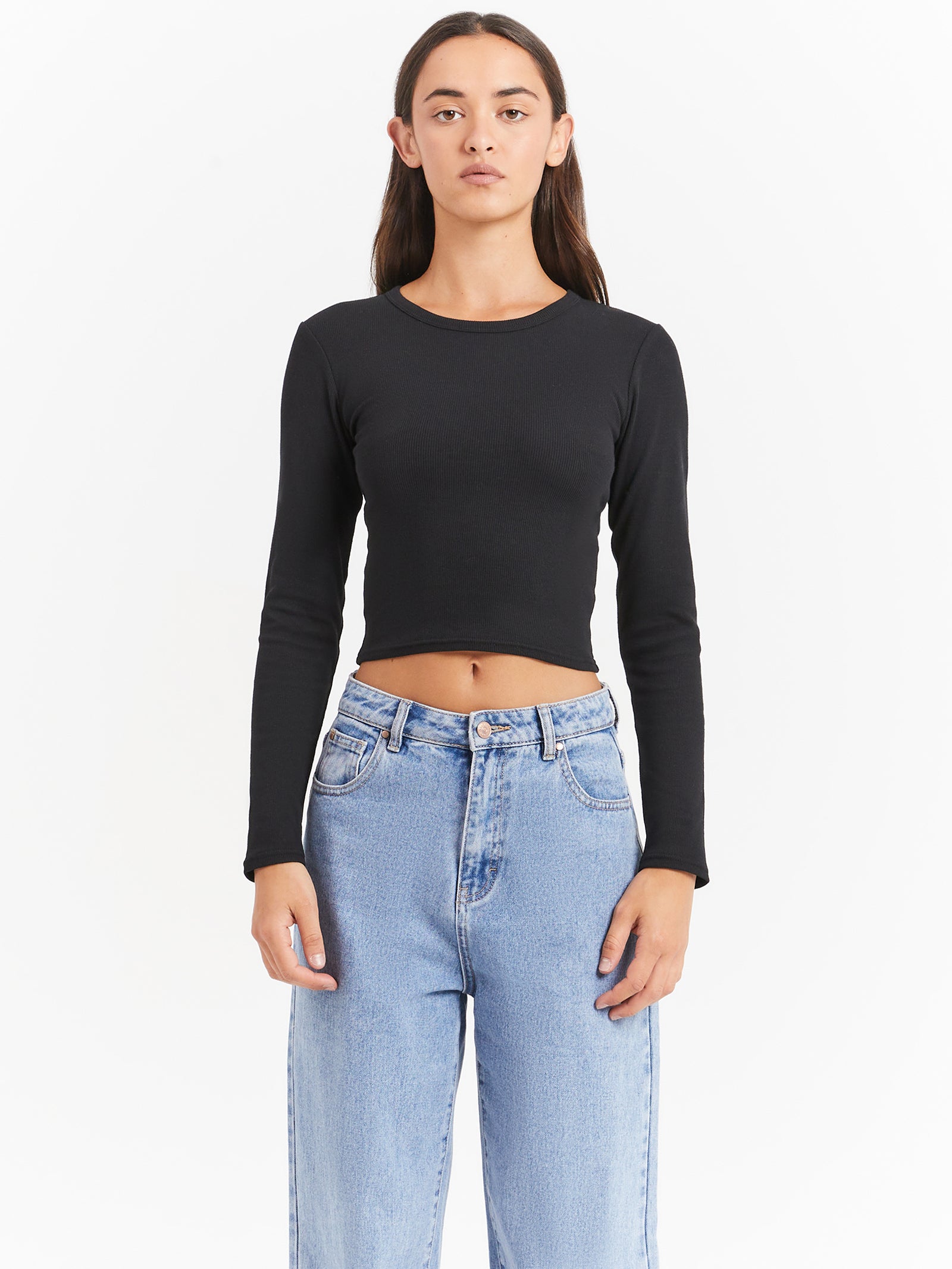 Georgie Long Sleeve Top in Black