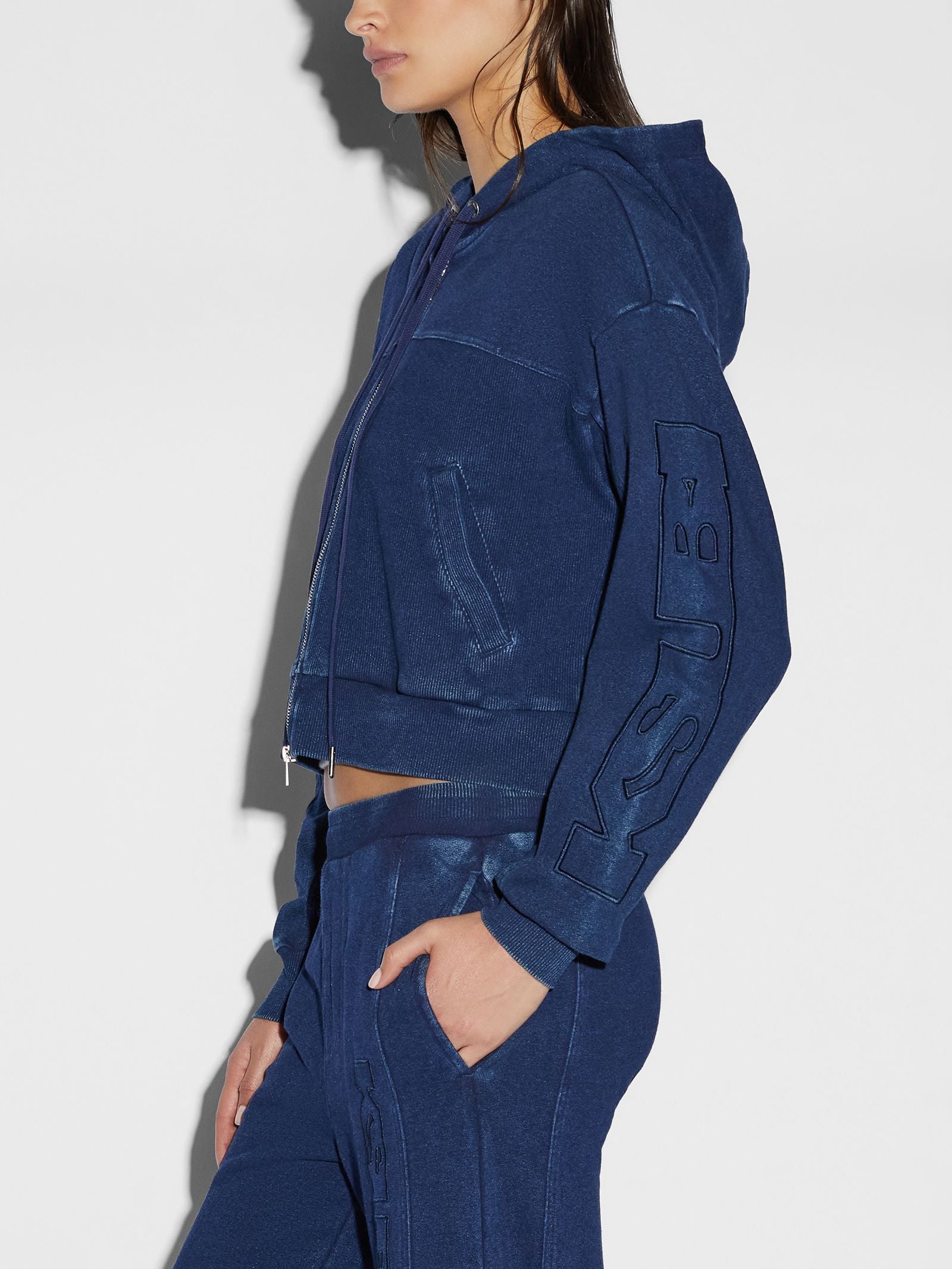 Origin Crop Hoodie Indigo Spliced