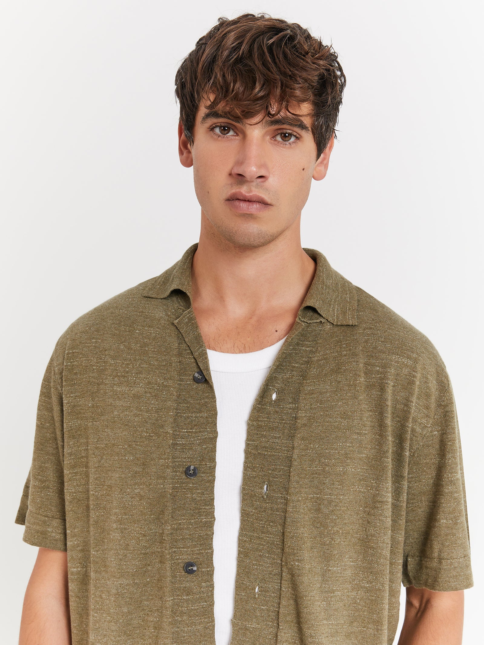 Ennis Knit Shirt in Basil Green