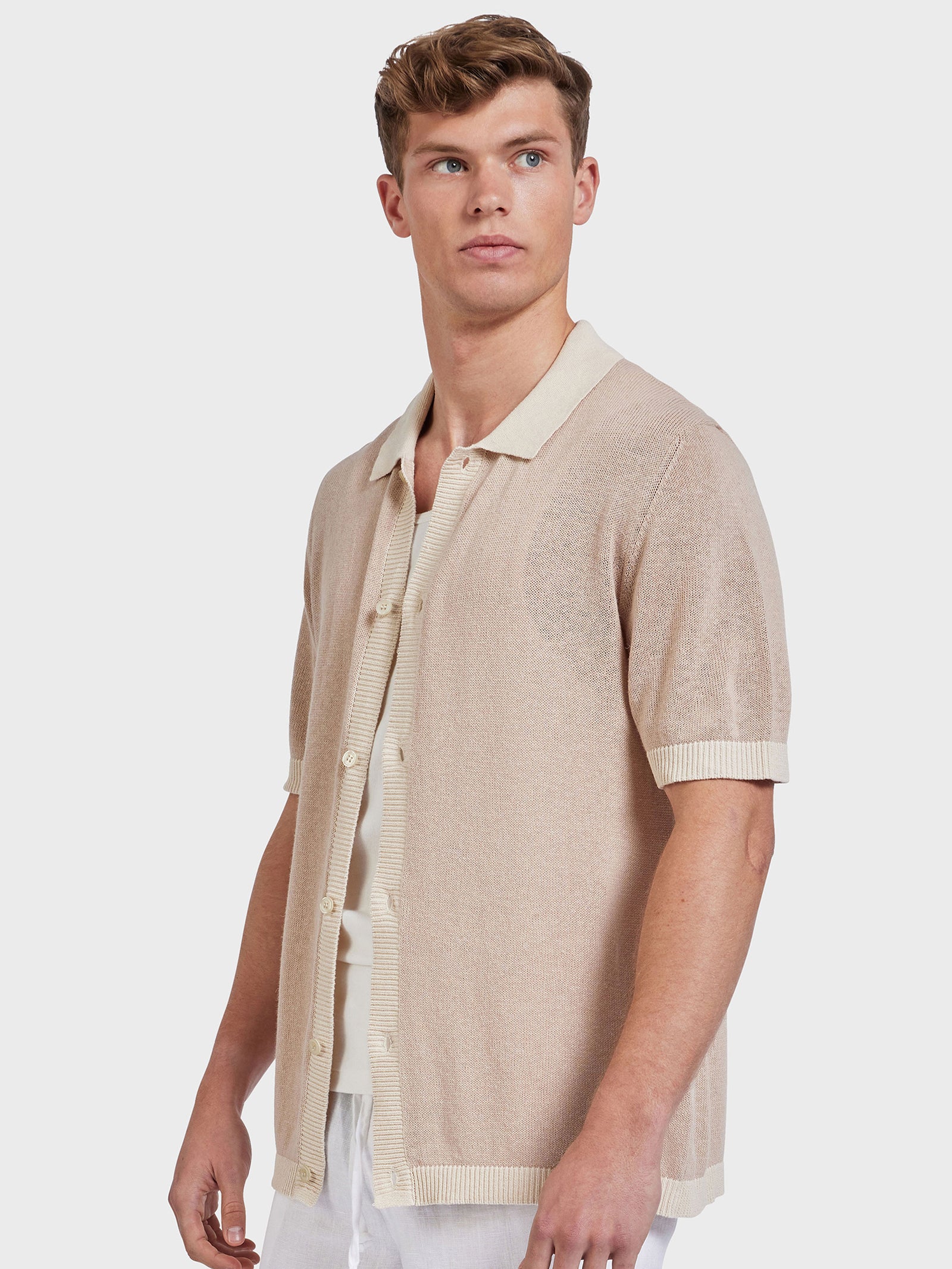 Gatsby Knit Polo Shirt in Stone