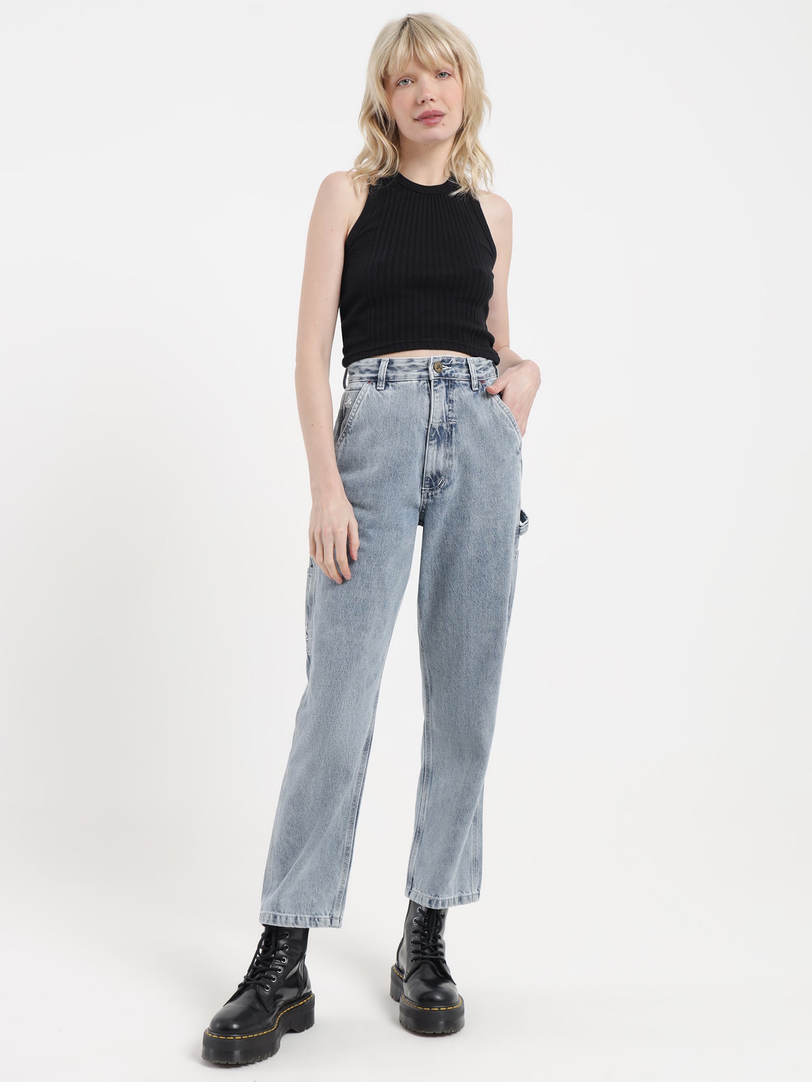 Hard Yakka Carpenter Pants in Faded Rinse Indigo