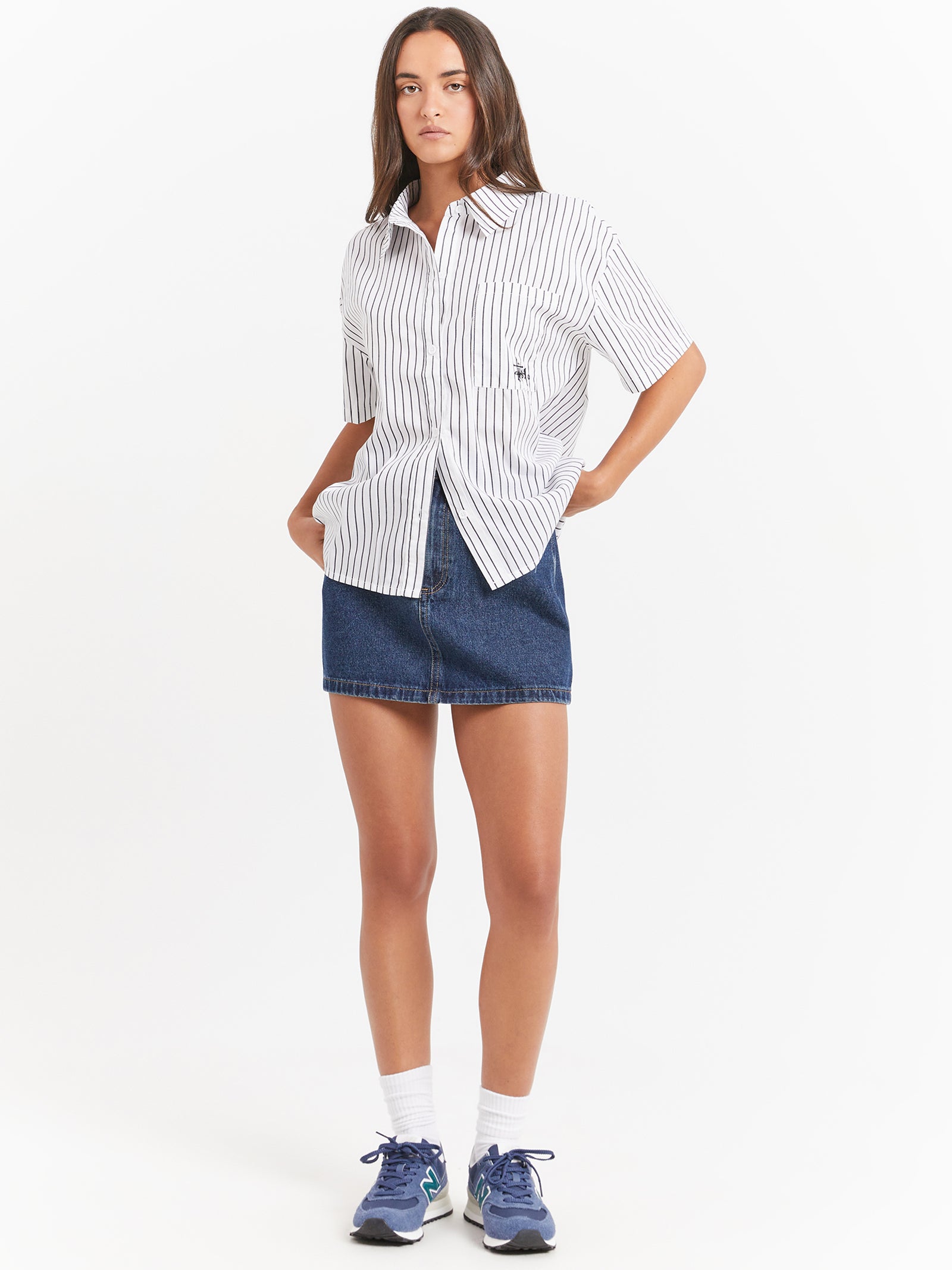 Pop Short Sleeve Graffiti Stripe Shirt in Black Stripe