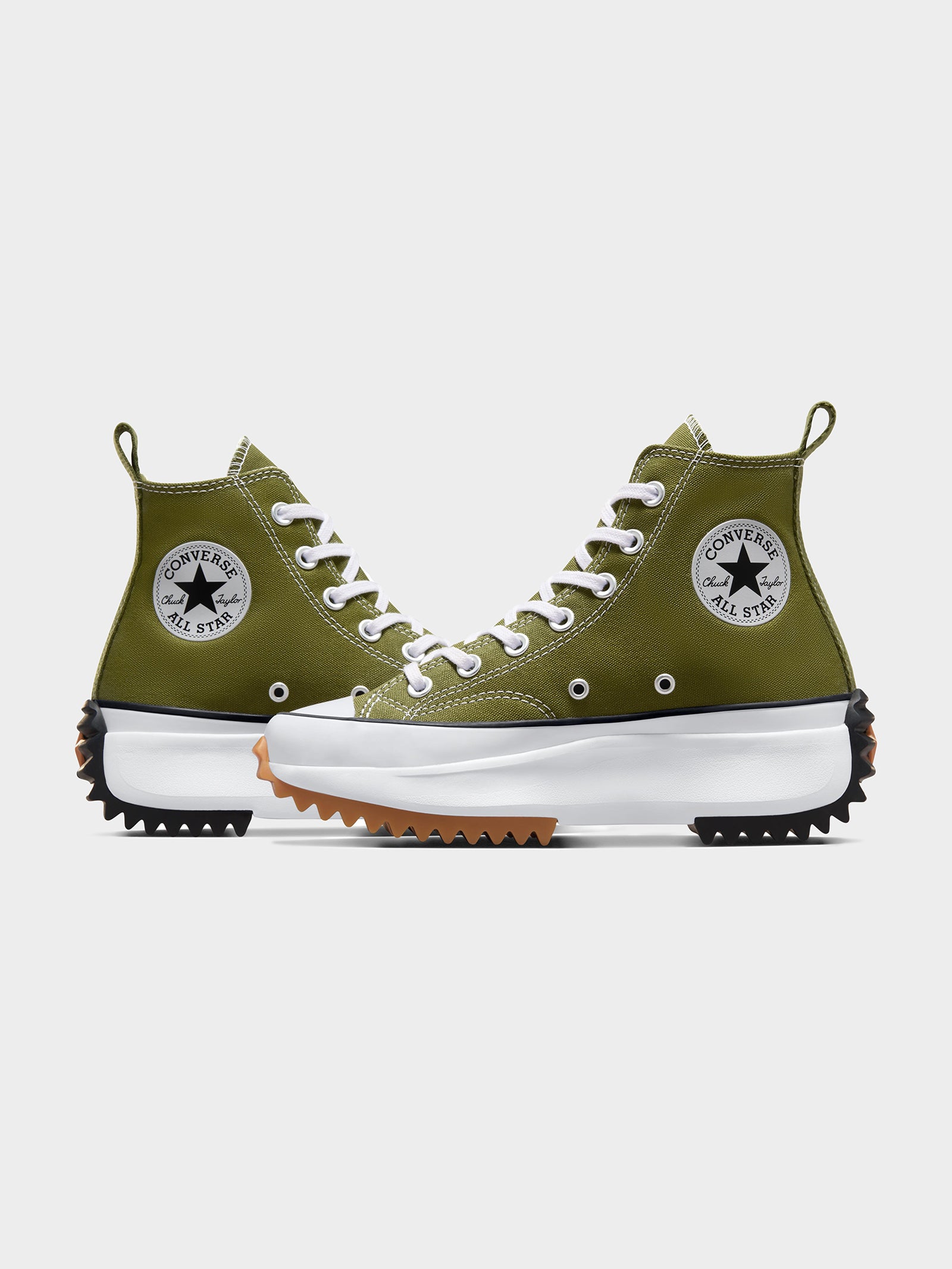 Unisex Run Star High Top Sneakers in Grassy, White & Black