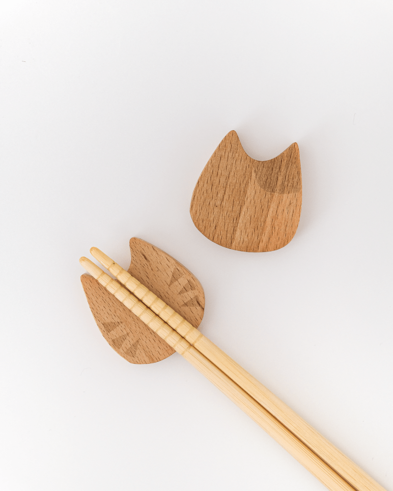 Wooden Cat Chopstick Holder